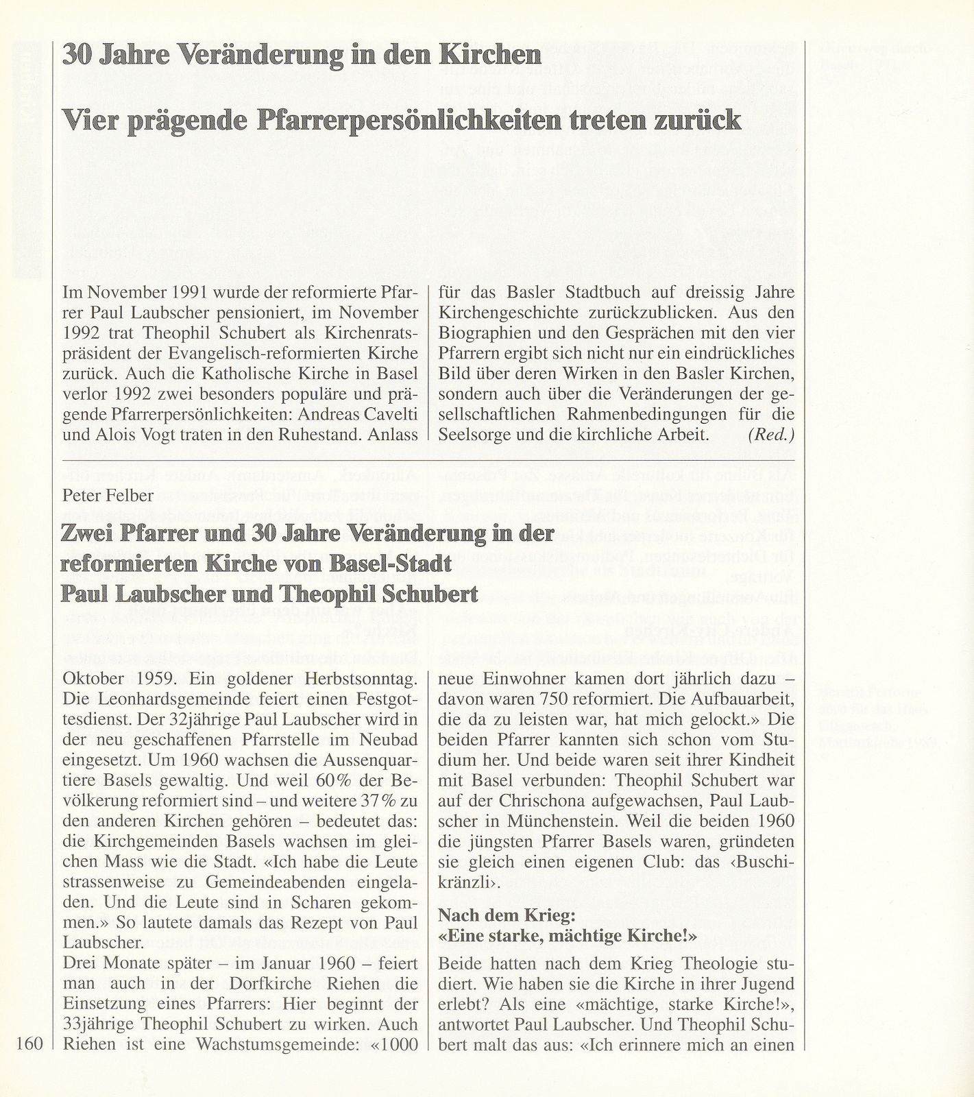 30 Jahre Veränderung in den Kirchen. Vier Pfarrerpersönlichkeiten treten zurück – Seite 1