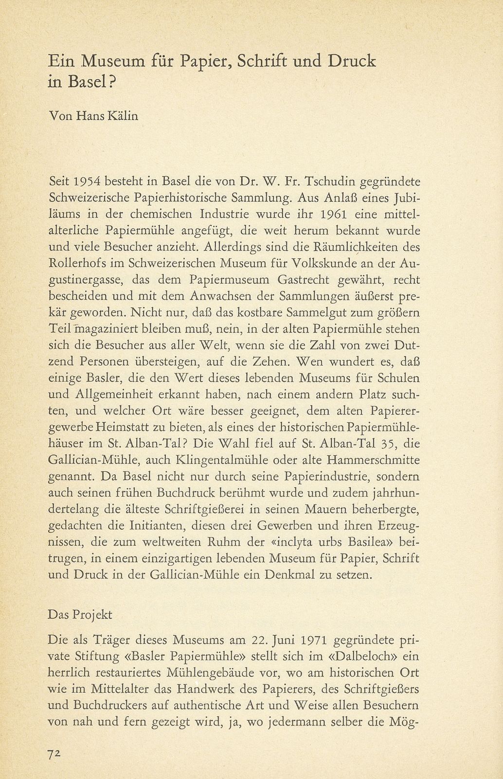 Ein Museum für Papier, Schrift und Druck in Basel? – Seite 1