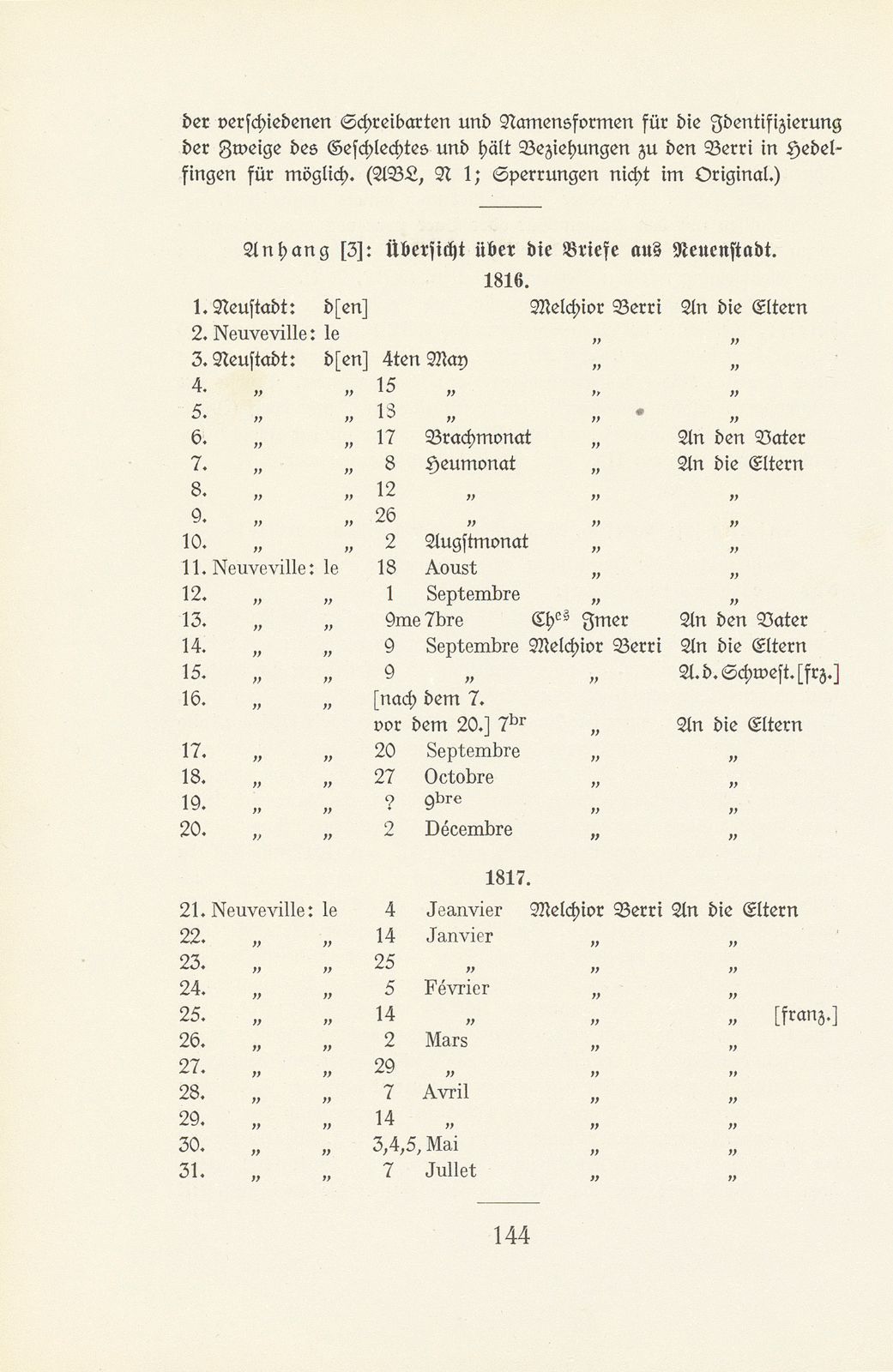 Melchior Berri. (Ein Beitrag zur Kultur des Spätklassizismus in Basel.) – Seite 86