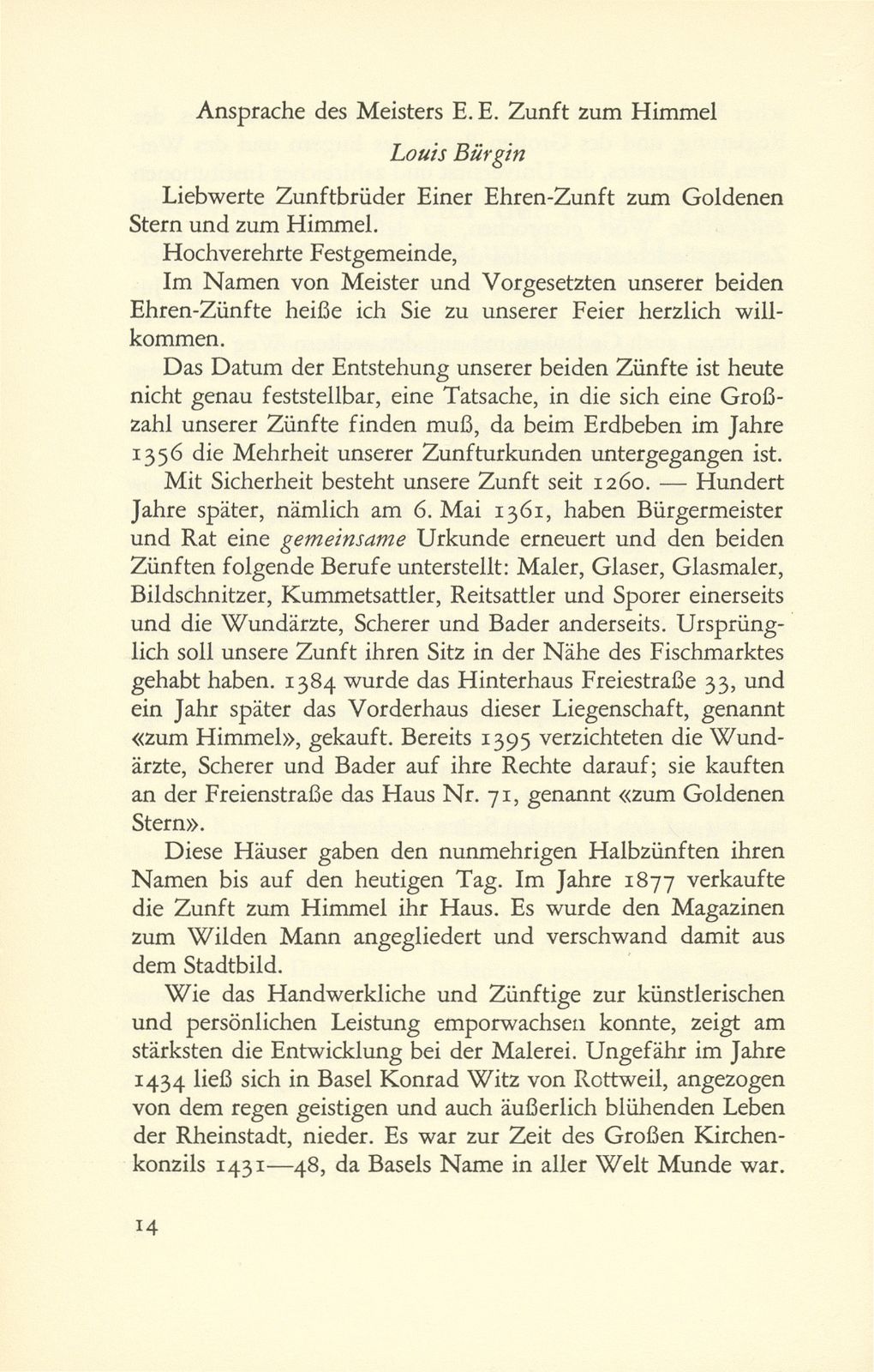 Siebenhundertjahrfeier der beiden Zünfte zum Goldenen Stern und zum Himmel – Seite 1