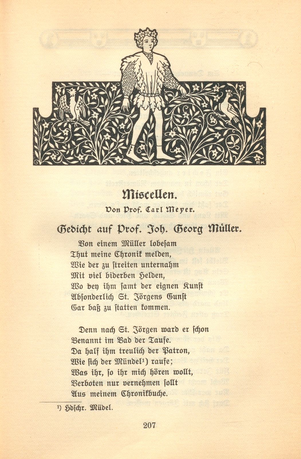 Miscellen: Gedicht auf Prof. Joh. Georg Müller – Seite 1