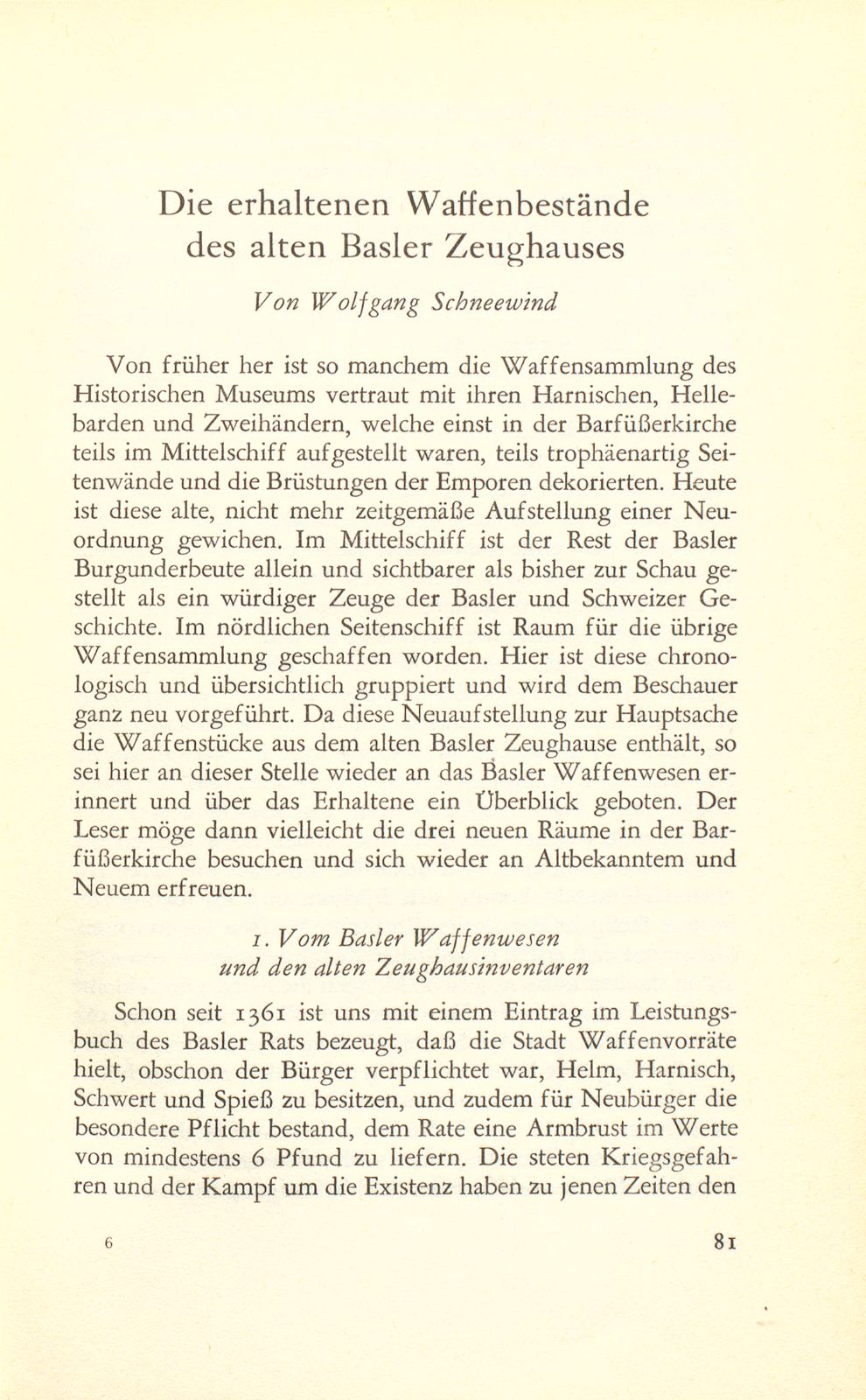 Die erhaltenen Waffenbestände des alten Basler Zeughauses – Seite 1