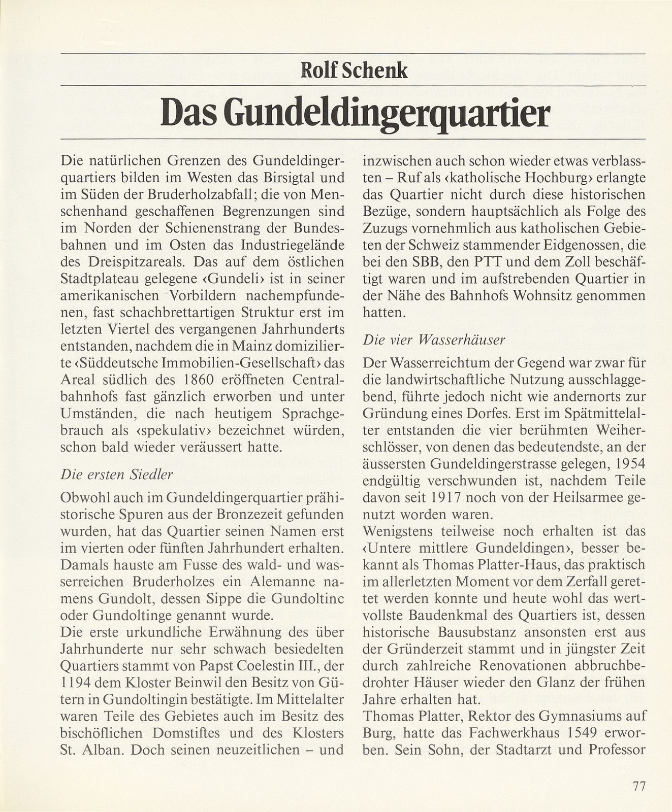 Das Gundeldingerquartier – Seite 1