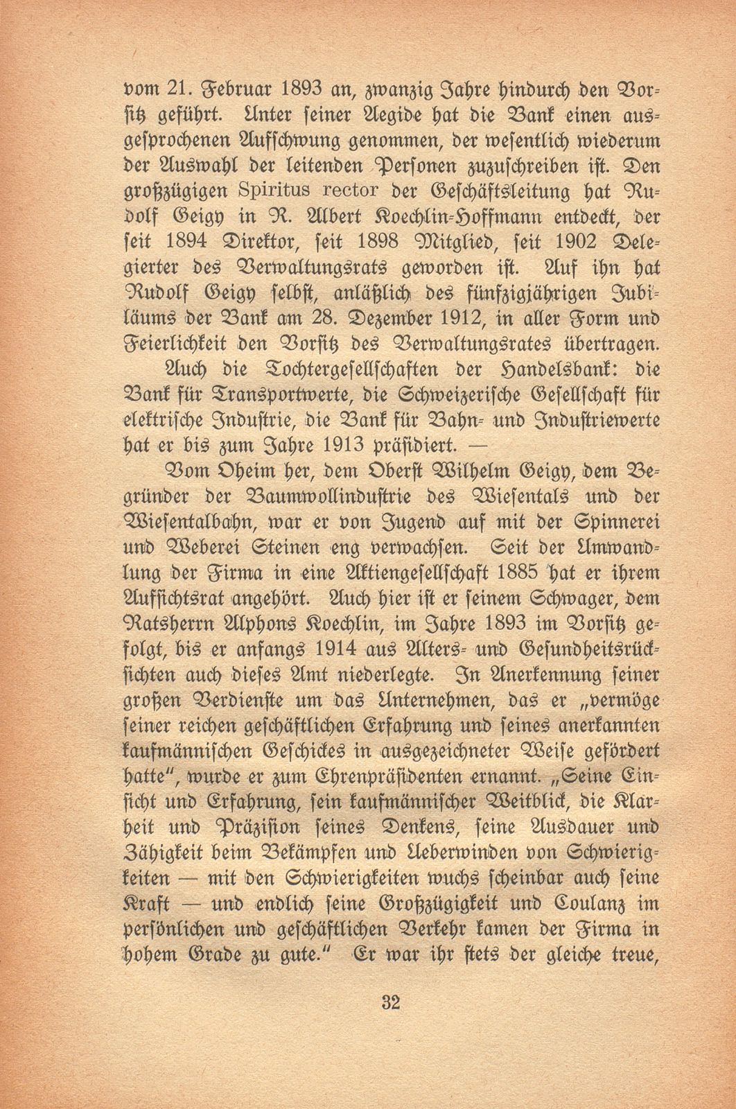 Johann Rudolf Geigy-Merian. 4. März 1830 bis 17. Februar 1917 – Seite 32