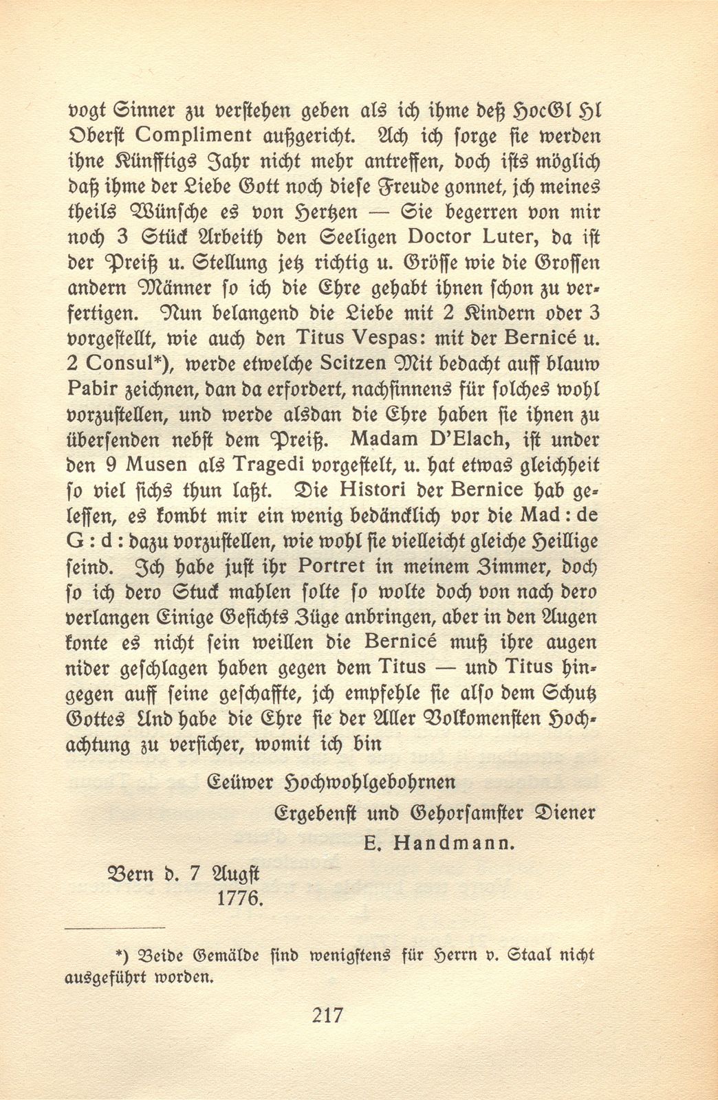 C.F. von Staal und Emanuel Handmann. (Nebst acht Briefen des Künstlers.) – Seite 23