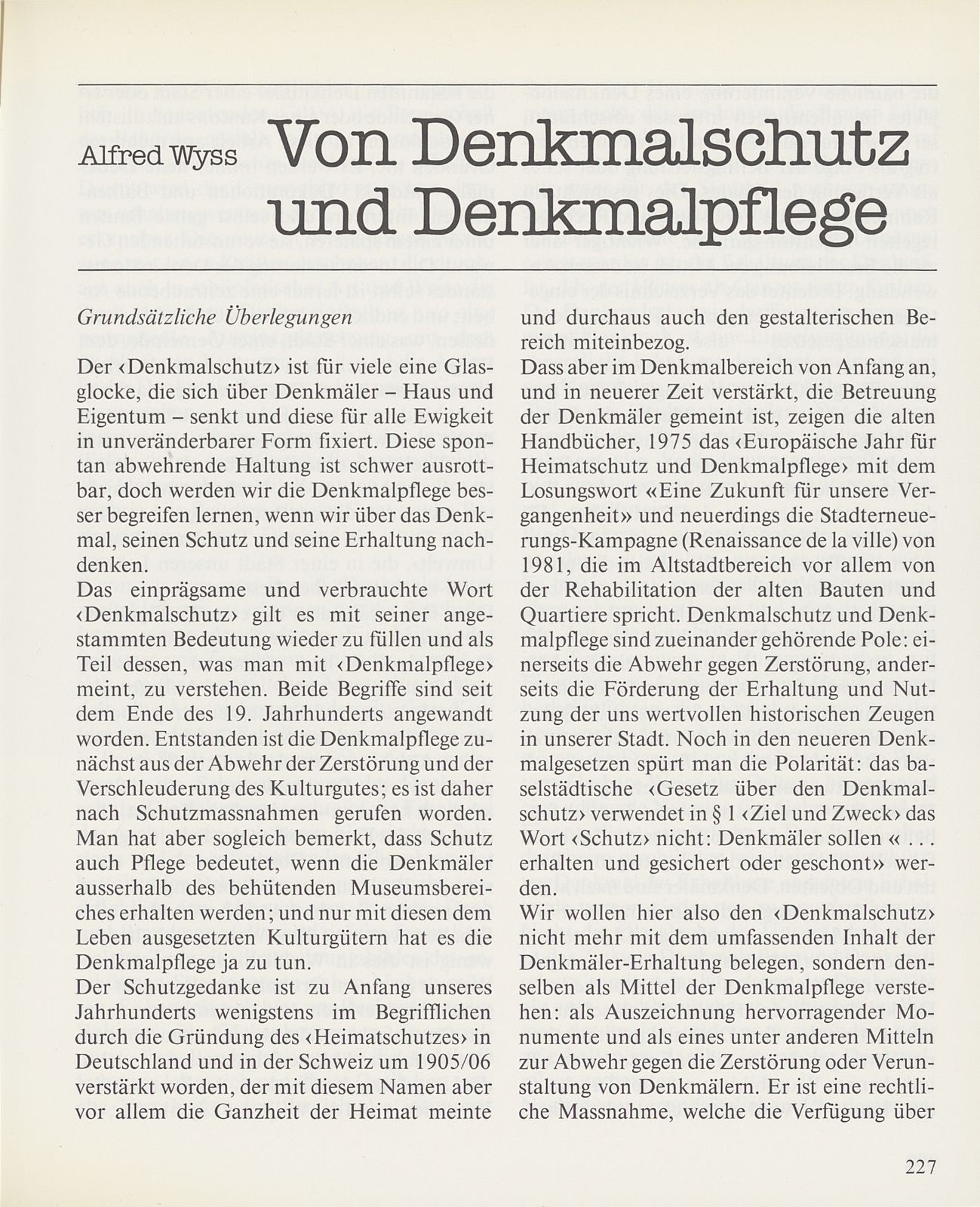 Von Denkmalschutz und Denkmalpflege – Seite 1