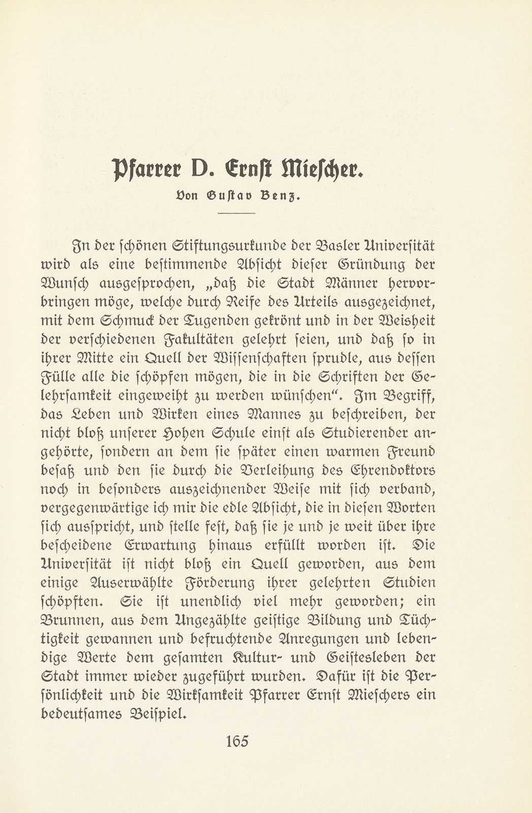 Pfarrer D. Ernst Miescher – Seite 1