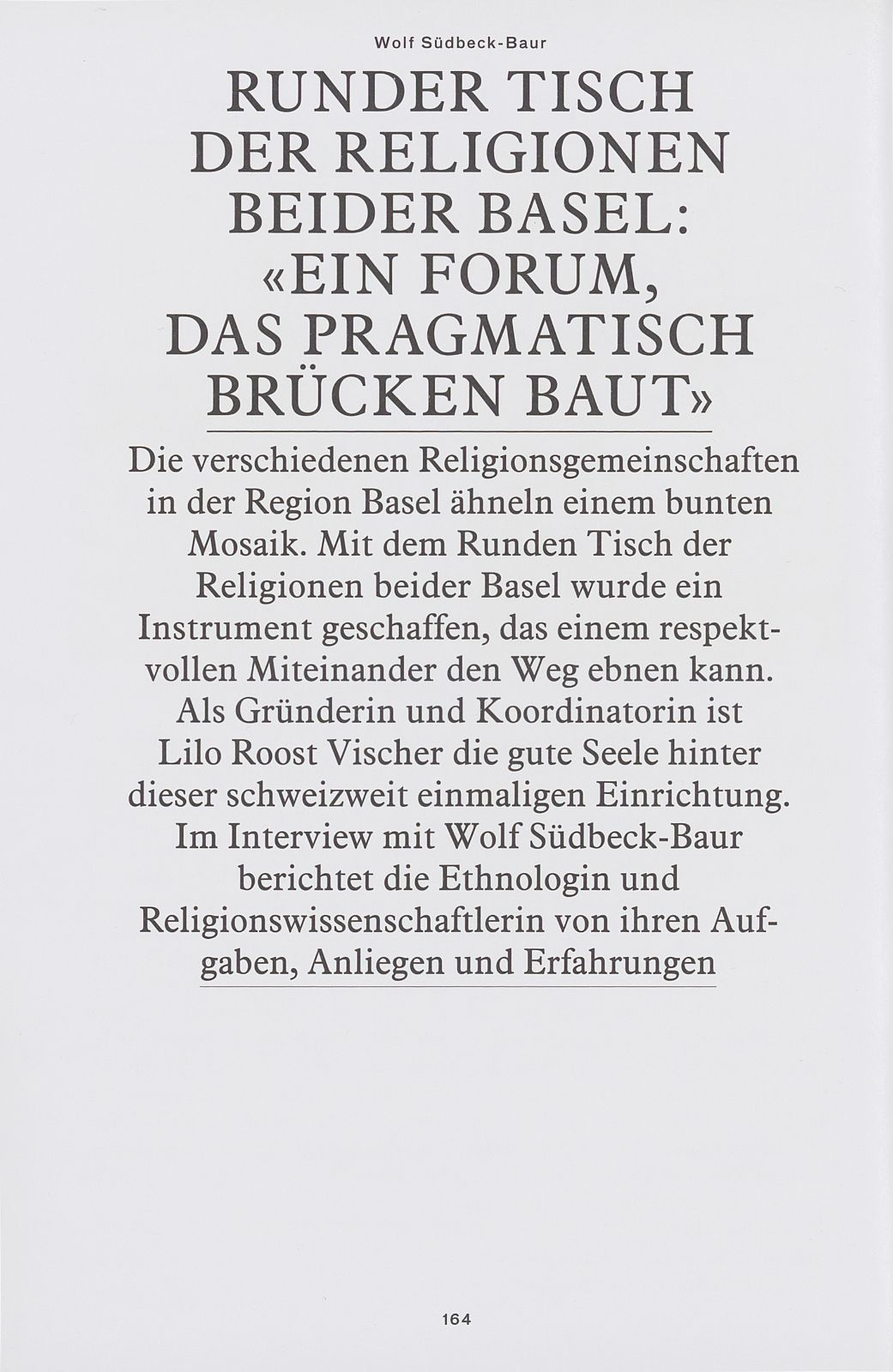 Runder Tisch der Religionen beider Basel : «Ein Forum, das pragmatisch Brücken baut» – Seite 1