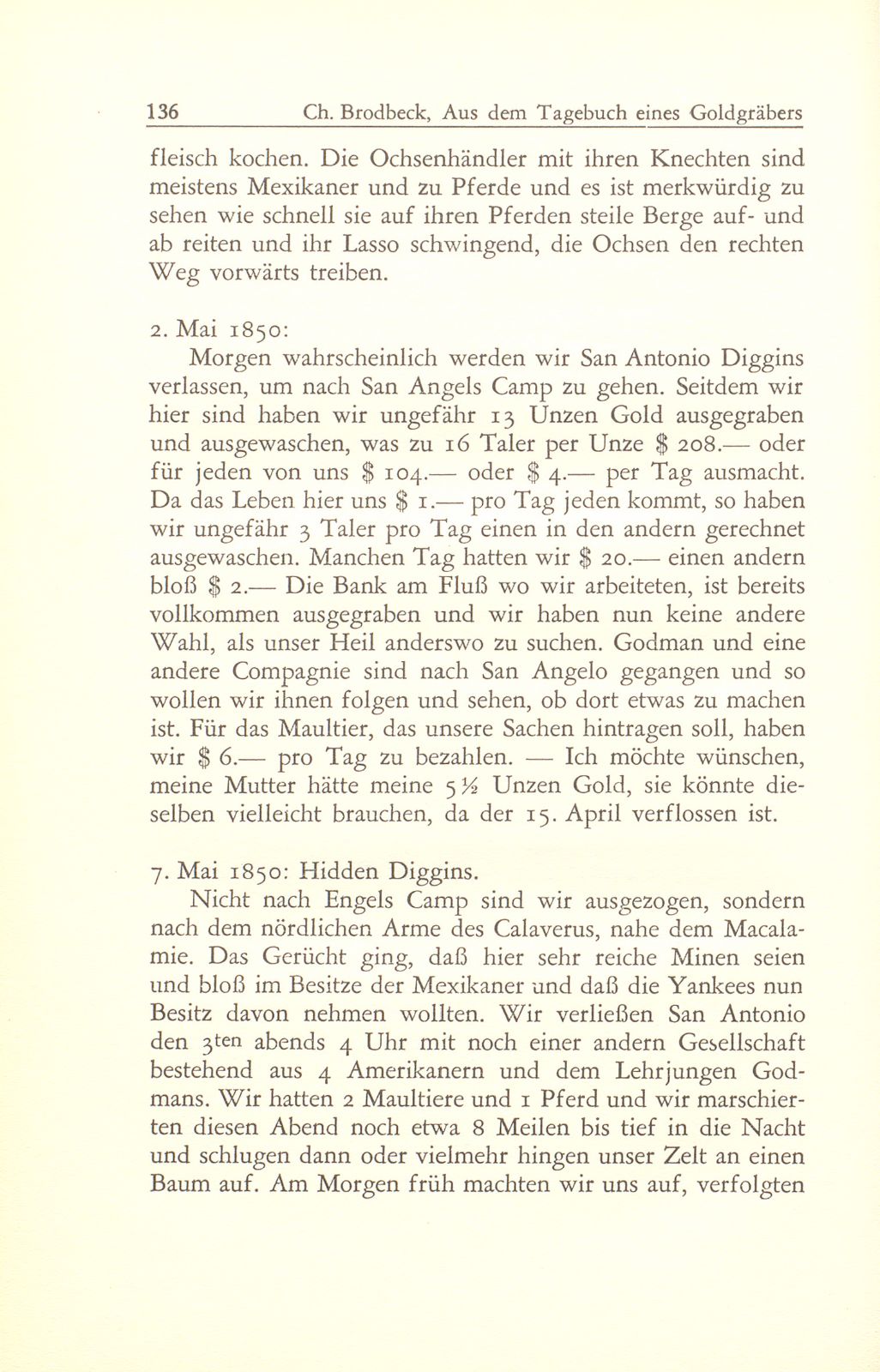 Aus dem Tagebuch eines Goldgräbers in Kalifornien [J. Chr. Brodbeck] – Seite 15