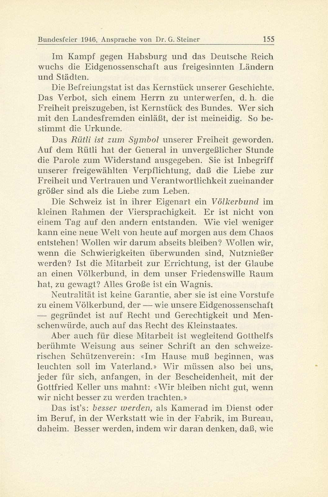 Zur Zeitgeschichte. Offizielle Bundesfeier auf dem Münsterplatz am 1. August 1946 [Ansprache] – Seite 7