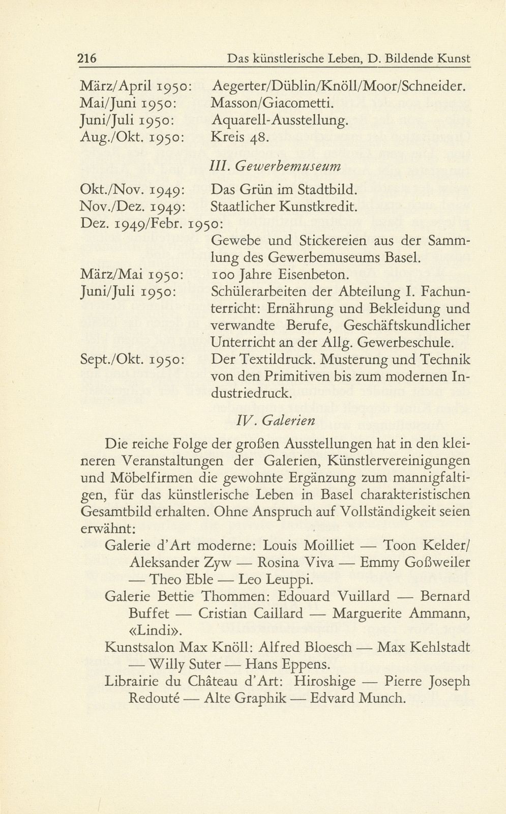 Das künstlerische Leben in Basel vom 1. Oktober 1949 bis 30. September 1950 – Seite 3