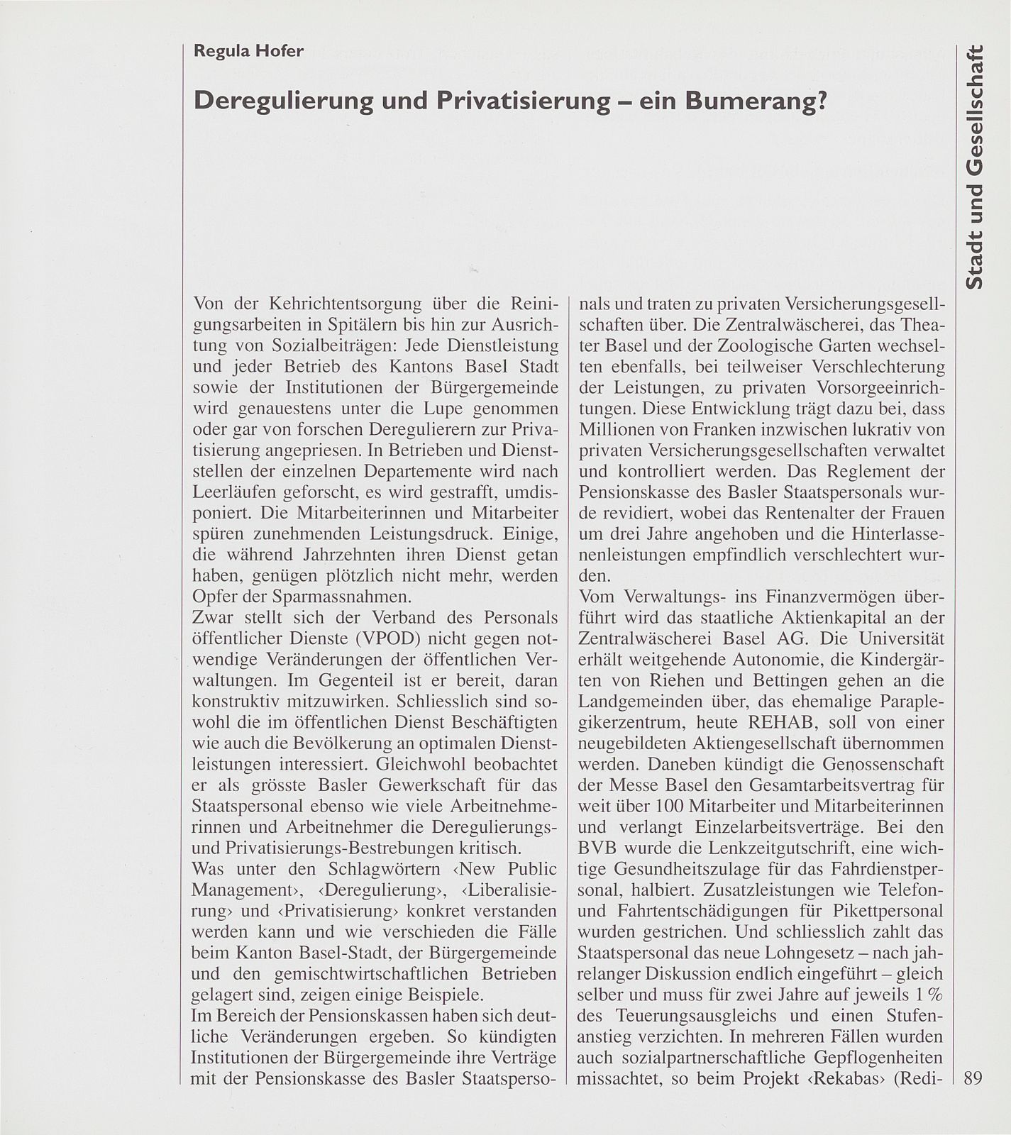 Wirkungsorientierte Verwaltungsführung oder ‹Nachtwächterstaat›? – Seite 1