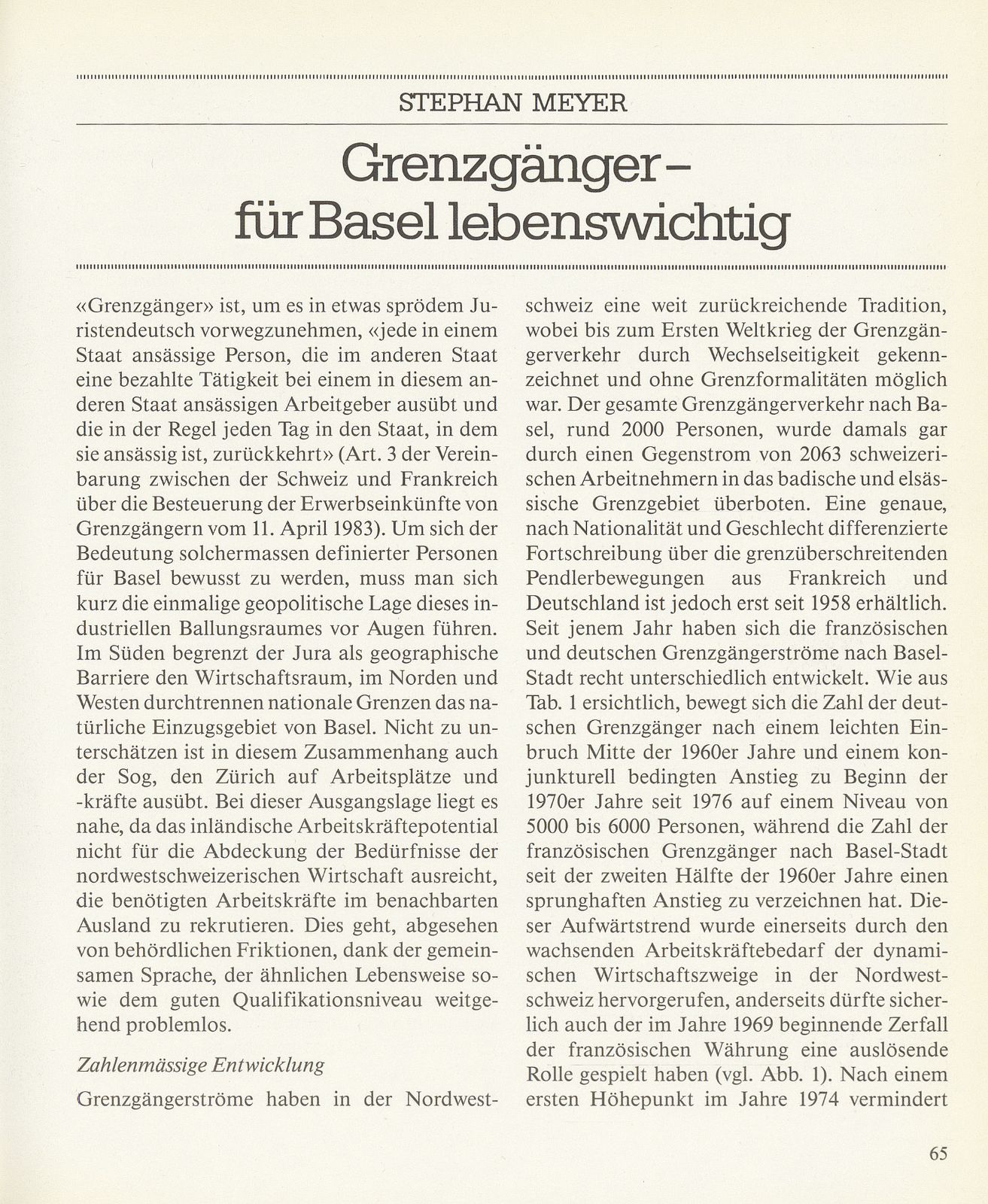 Grenzgänger – für Basel lebenswichtig – Seite 1