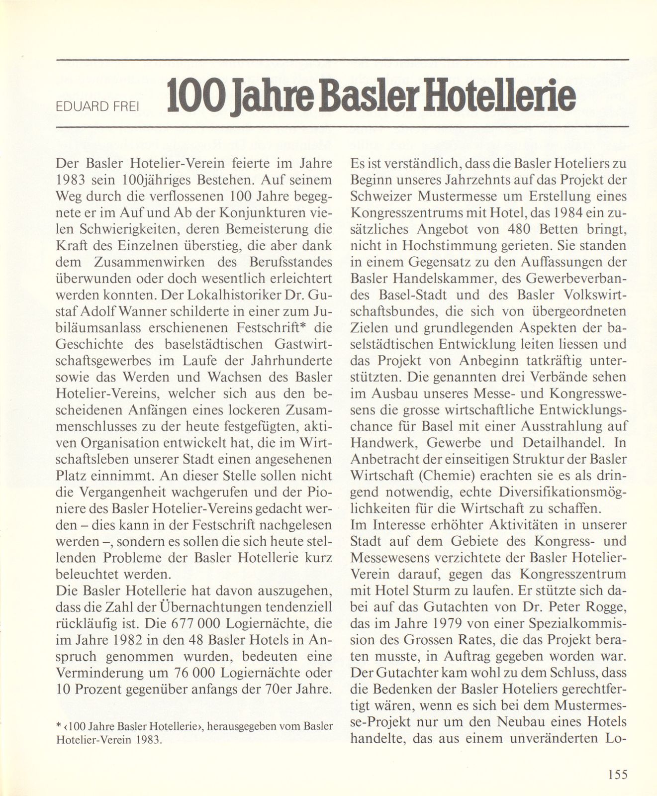 100 Jahre Basler Hotellerie – Seite 1