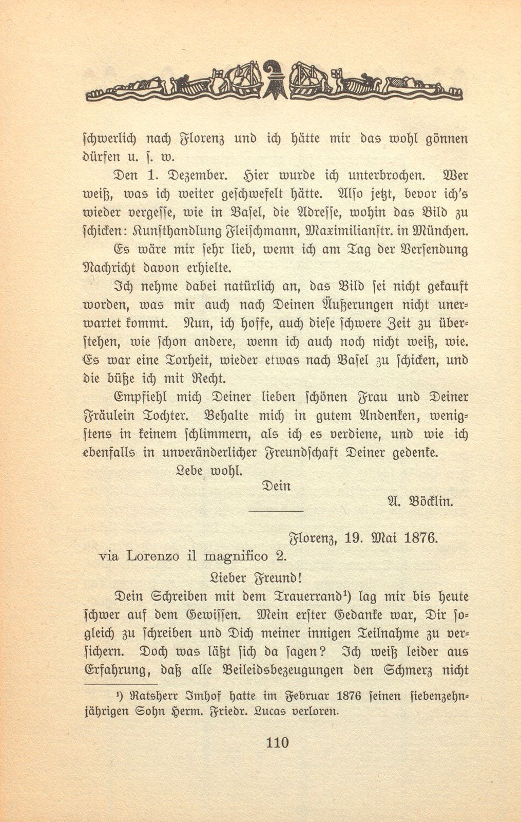 Vier Briefe Arnold Böcklins an einen Basler – Seite 5