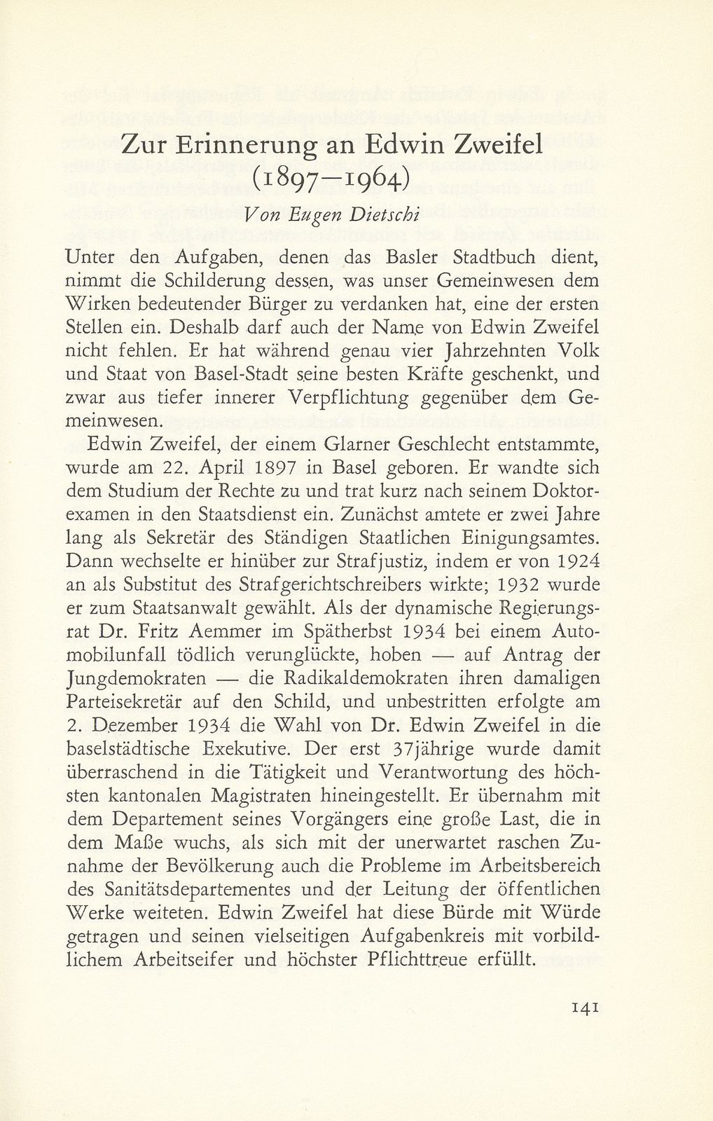 Zur Erinnerung an Edwin Zweifel (1897-1964) – Seite 1