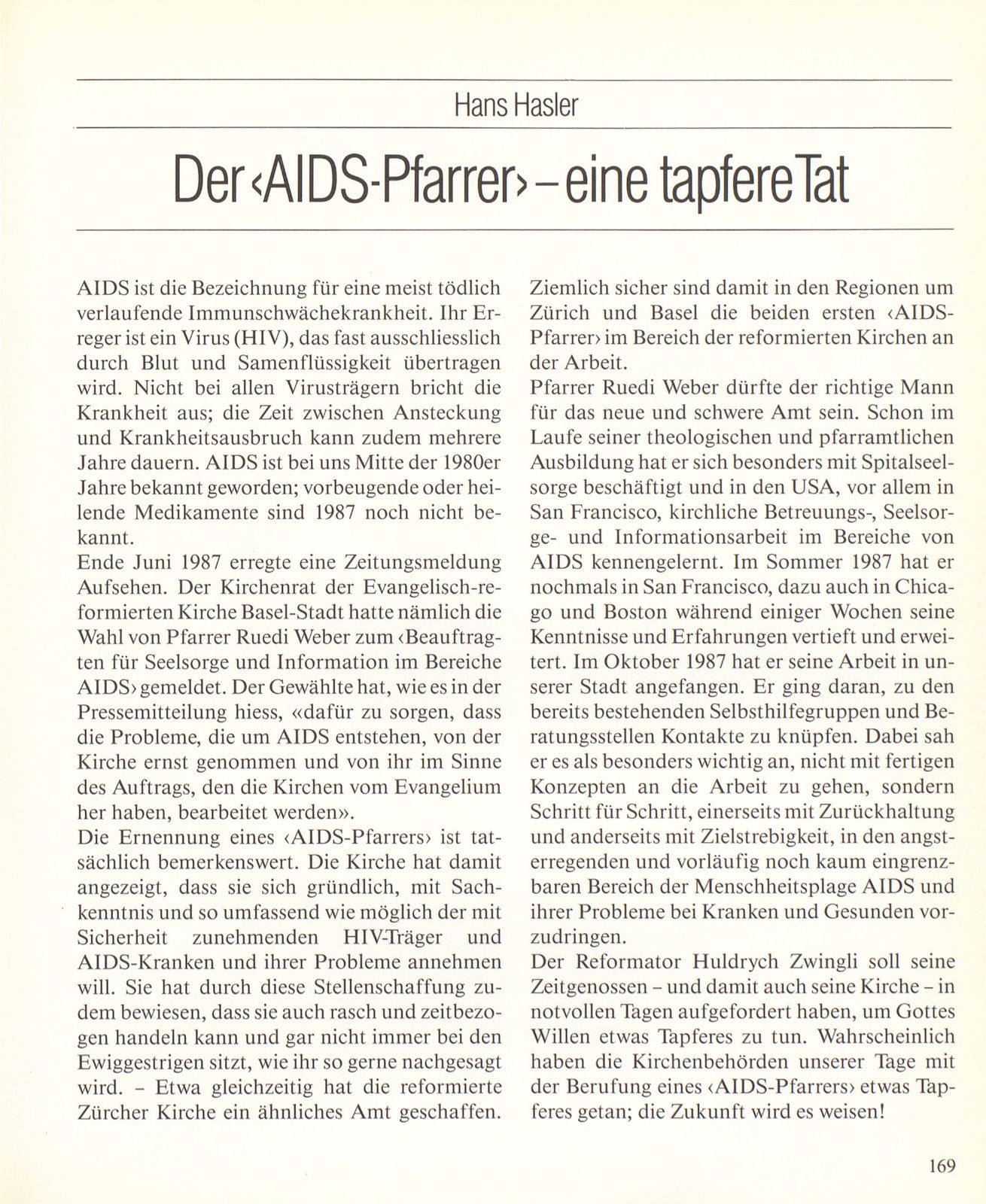 Der ‹AIDS-Pfarrer› – eine tapfere Tat – Seite 1