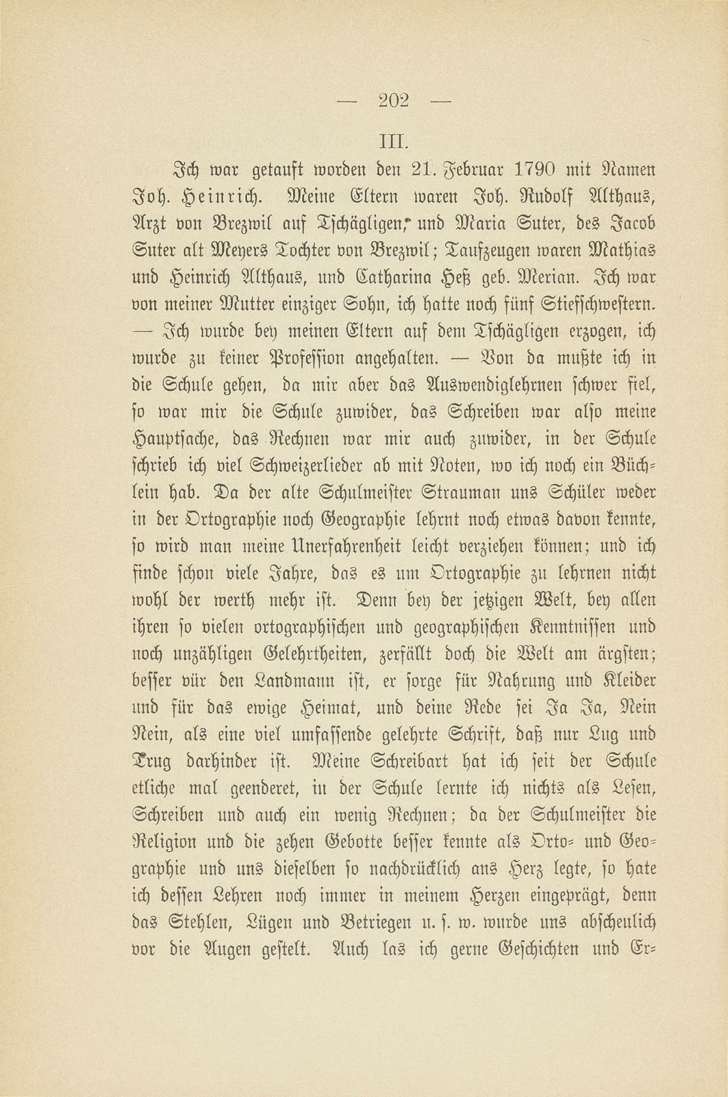 Auszüge aus dem Stammbuch der Familie Althaus auf Tschäggligen bei Bretzwil – Seite 9