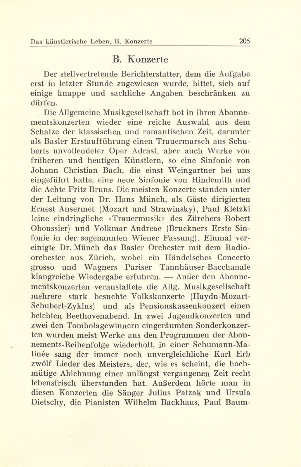 Das künstlerische Leben in Basel vom 1. Oktober 1943 bis 30. September 1944 – Seite 1