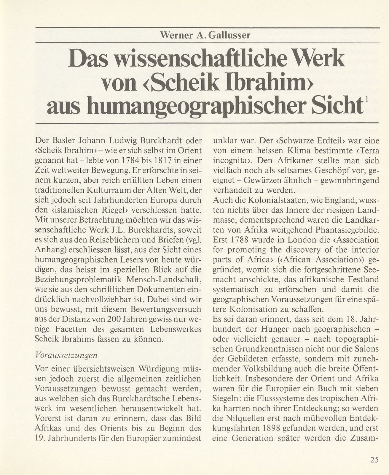 Das wissenschaftliche Werk von ‹Scheik Ibrahim› aus humangeographischer Sicht – Seite 1