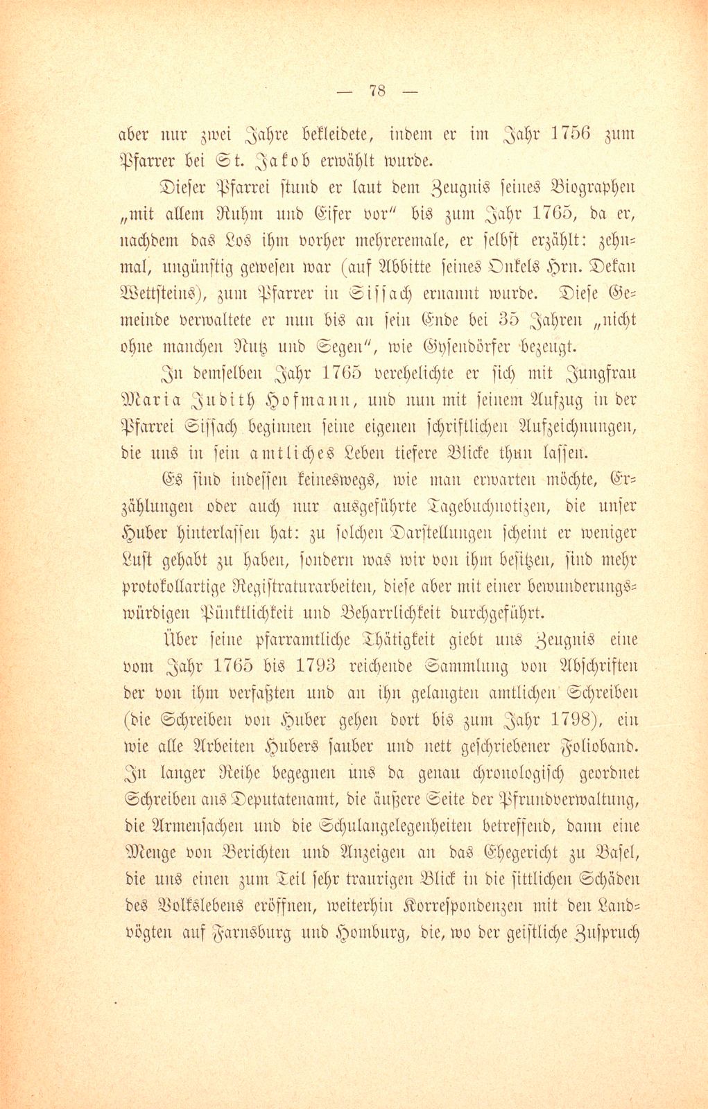 M. Johann Jakob Huber, weil. Pfarrer und Dekan in Sissach und seine Sammlungen zur Geschichte der Stadt und Landschaft Basel – Seite 4