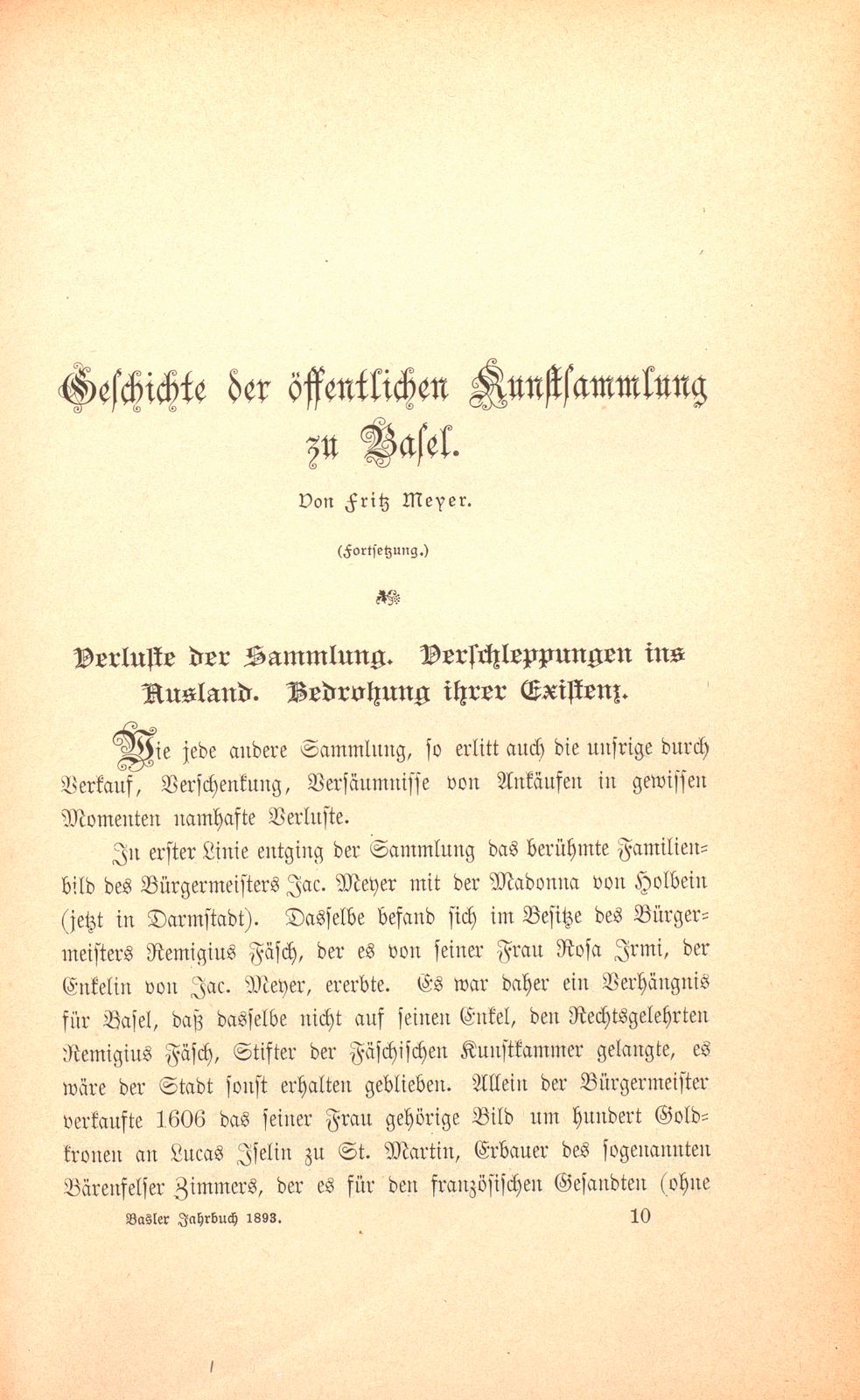 Geschichte der öffentlichen Kunstsammlung zu Basel – Seite 1