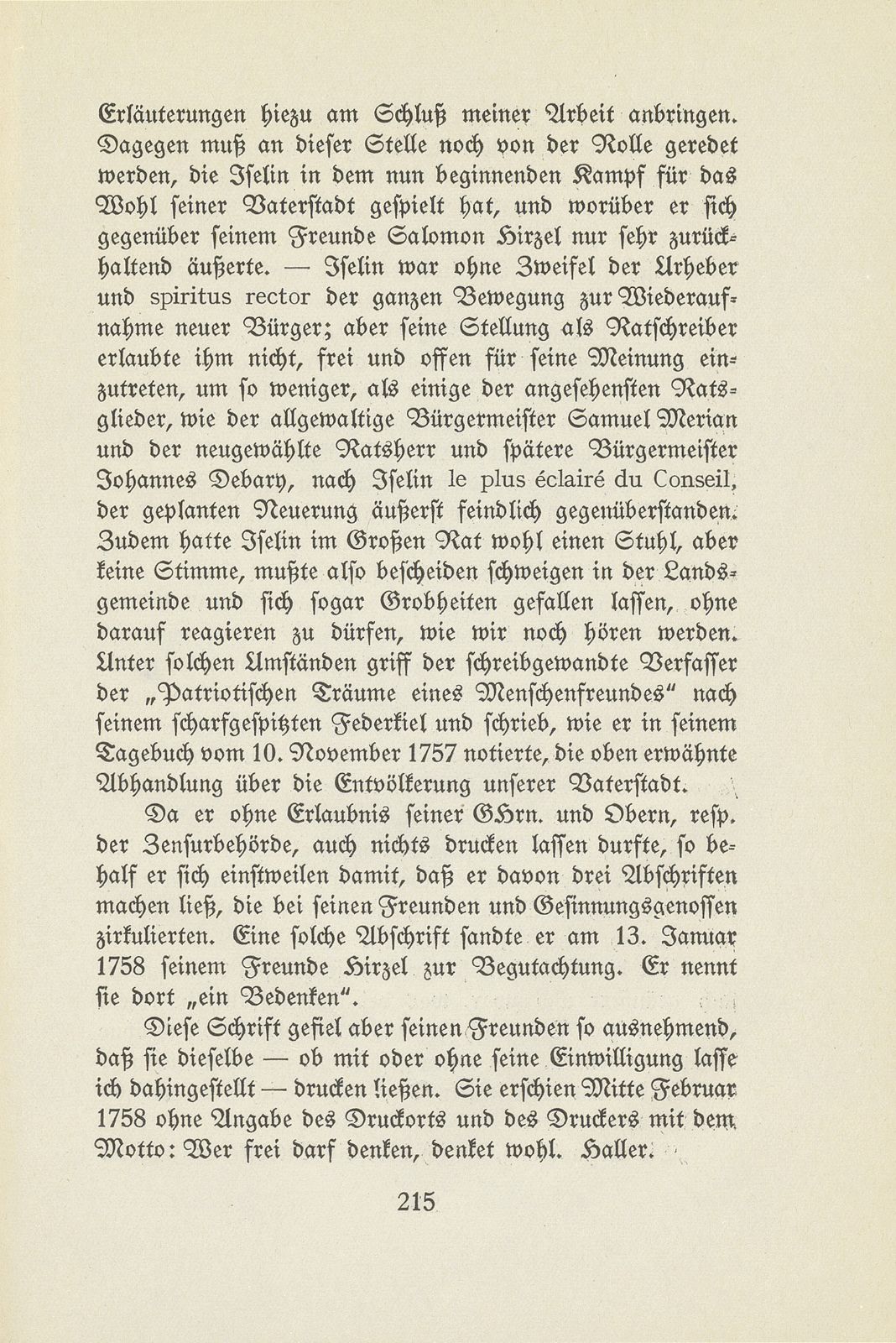 Der Kampf um die Wiederaufnahme neuer Bürger in Basel, 1757-1762 – Seite 4