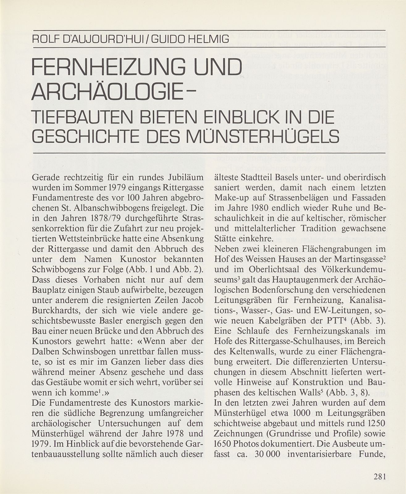 Fernheizung und Archäologie – Tiefbauten bieten Einblick in die Geschichte des Münsterhügels – Seite 1