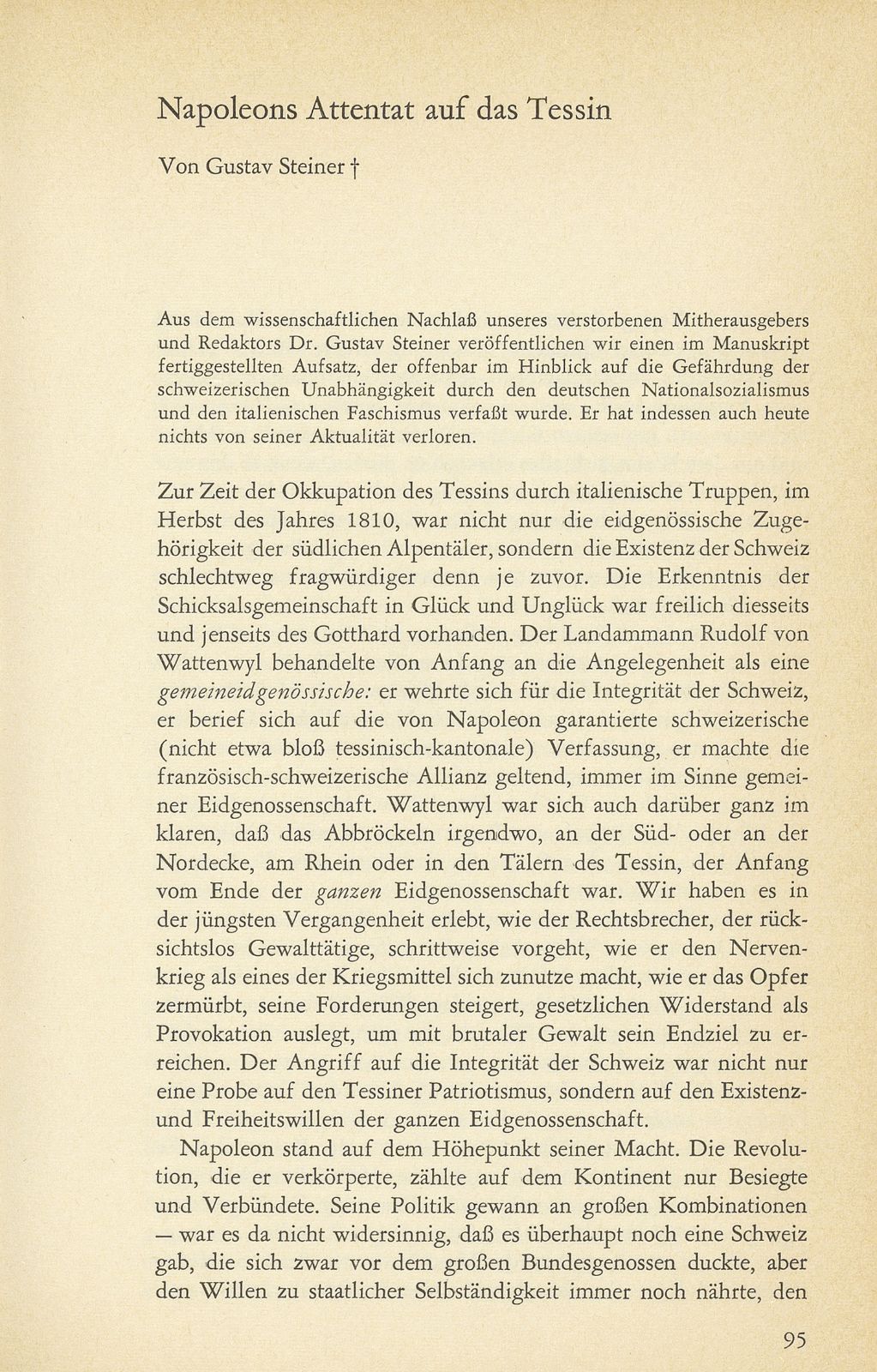 Napoleons Attentat auf das Tessin – Seite 1