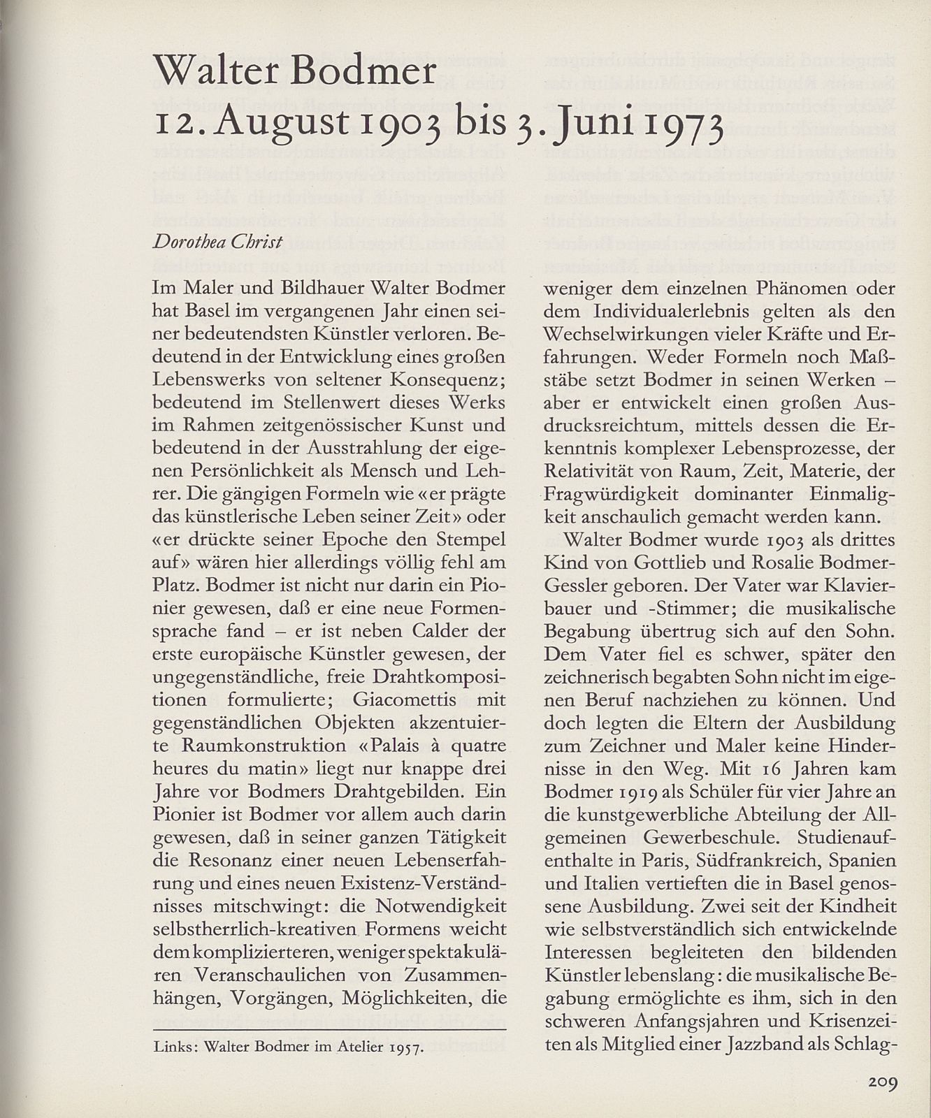 Walter Bodmer 14. August 1903 bis 3. Juni 1973 – Seite 1