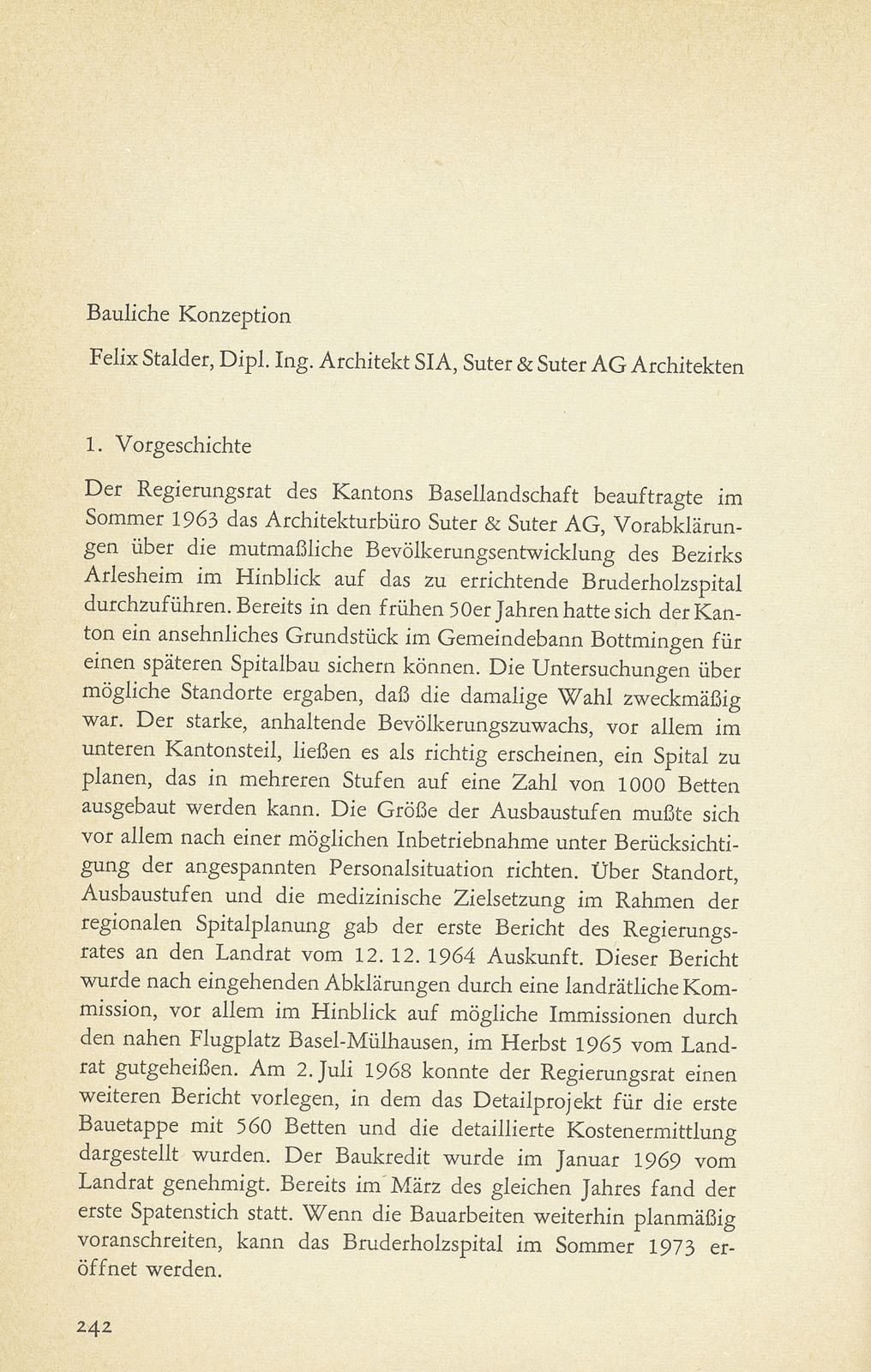 Der Neubau des Bruderholzspitals [Einleitung E. Loeliger, Regierungsrat] – Seite 4