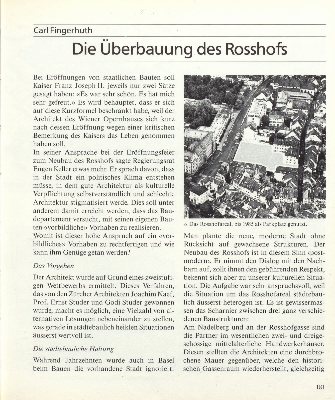 Die Überbauung des Rosshofs – Seite 1