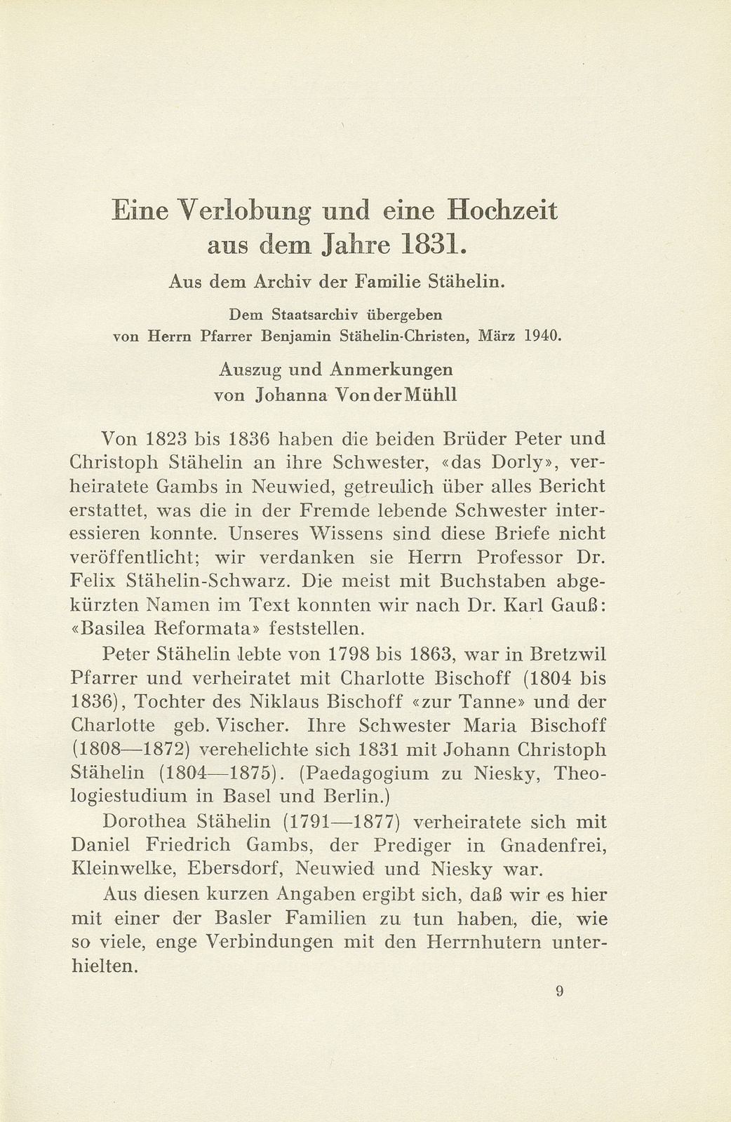 Eine Verlobung und eine Hochzeit aus dem Jahre 1831 – Seite 1