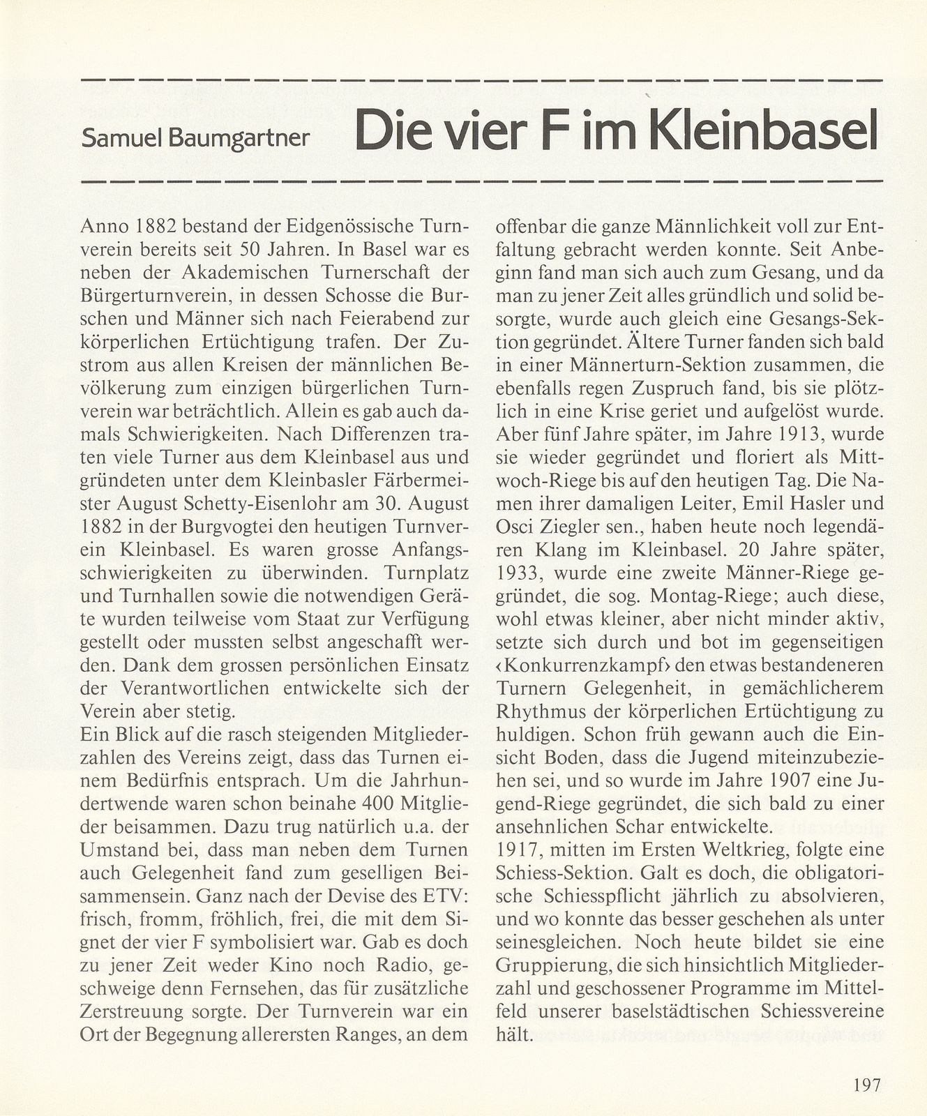 Die vier F im Kleinbasel – Seite 1