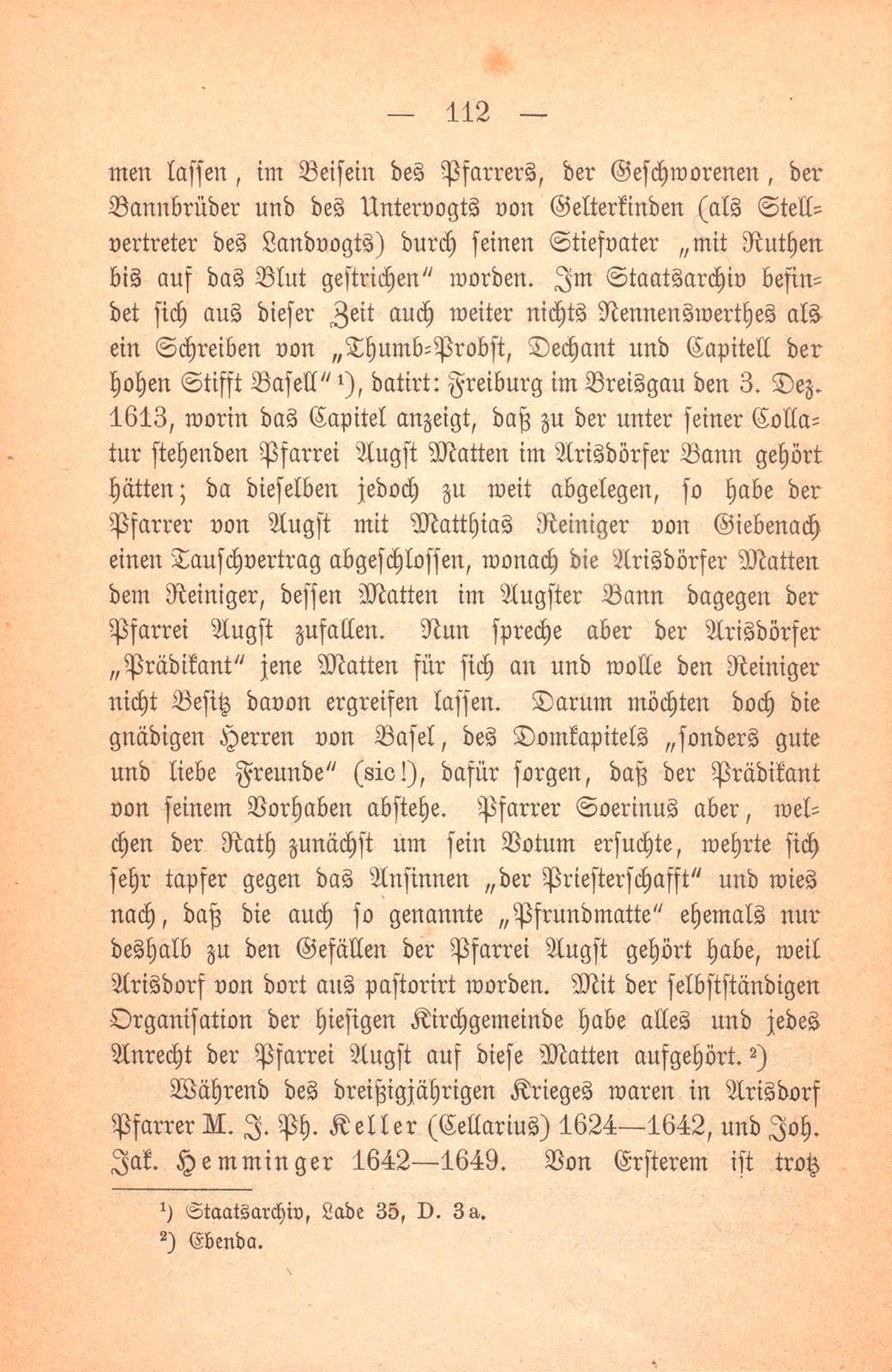 Geschichte der Pfarrei Arisdorf, nach handschriftlichen Quellen dargestellt – Seite 8