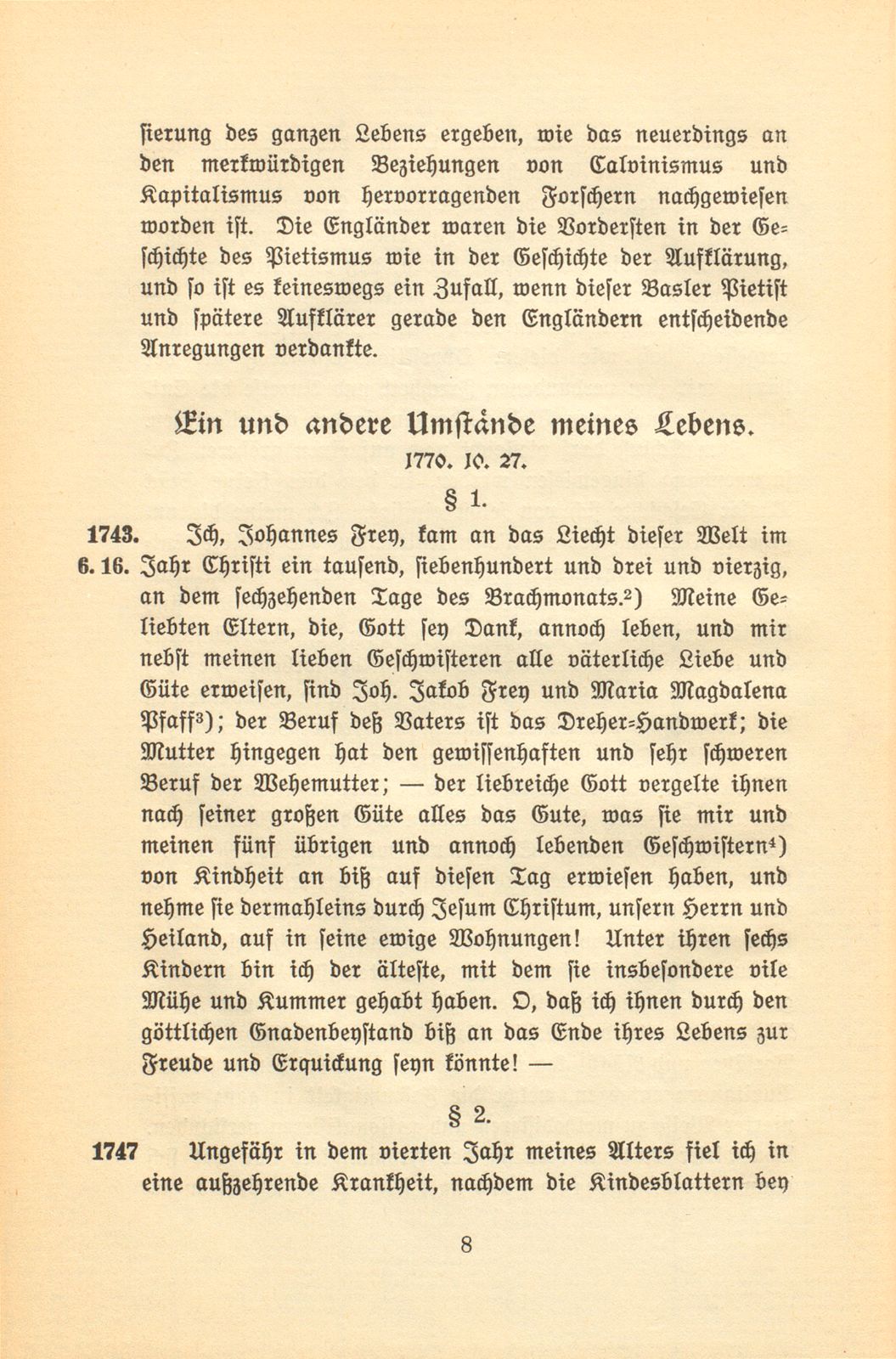 Aus den Papieren eines Pietisten und Aufklärers. [Joh. Frey] – Seite 8