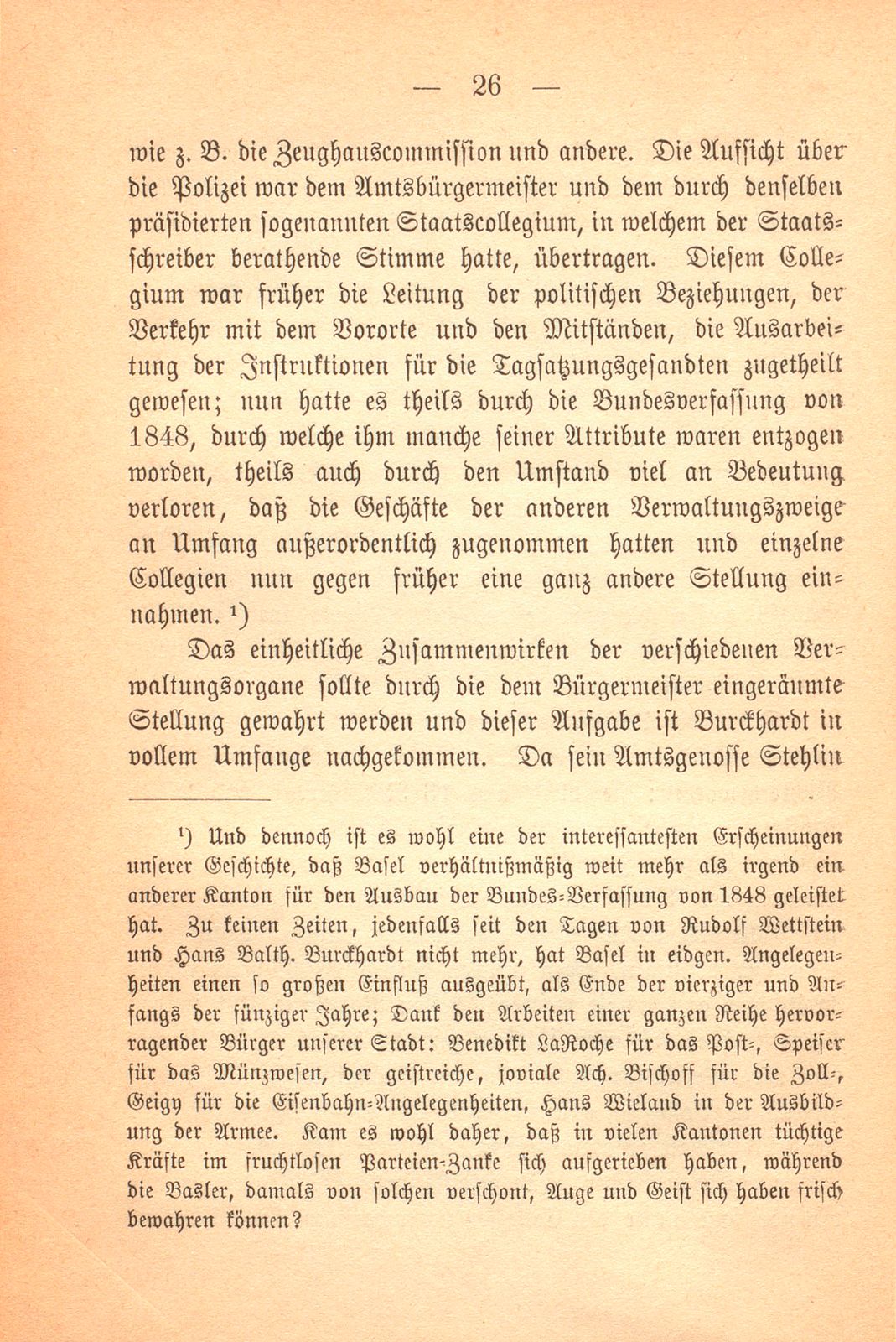 Erinnerungen an Carl Felix Burckhardt und Gottlieb Bischoff, Bürgermeister und Staatsschreiber zu Basel – Seite 26