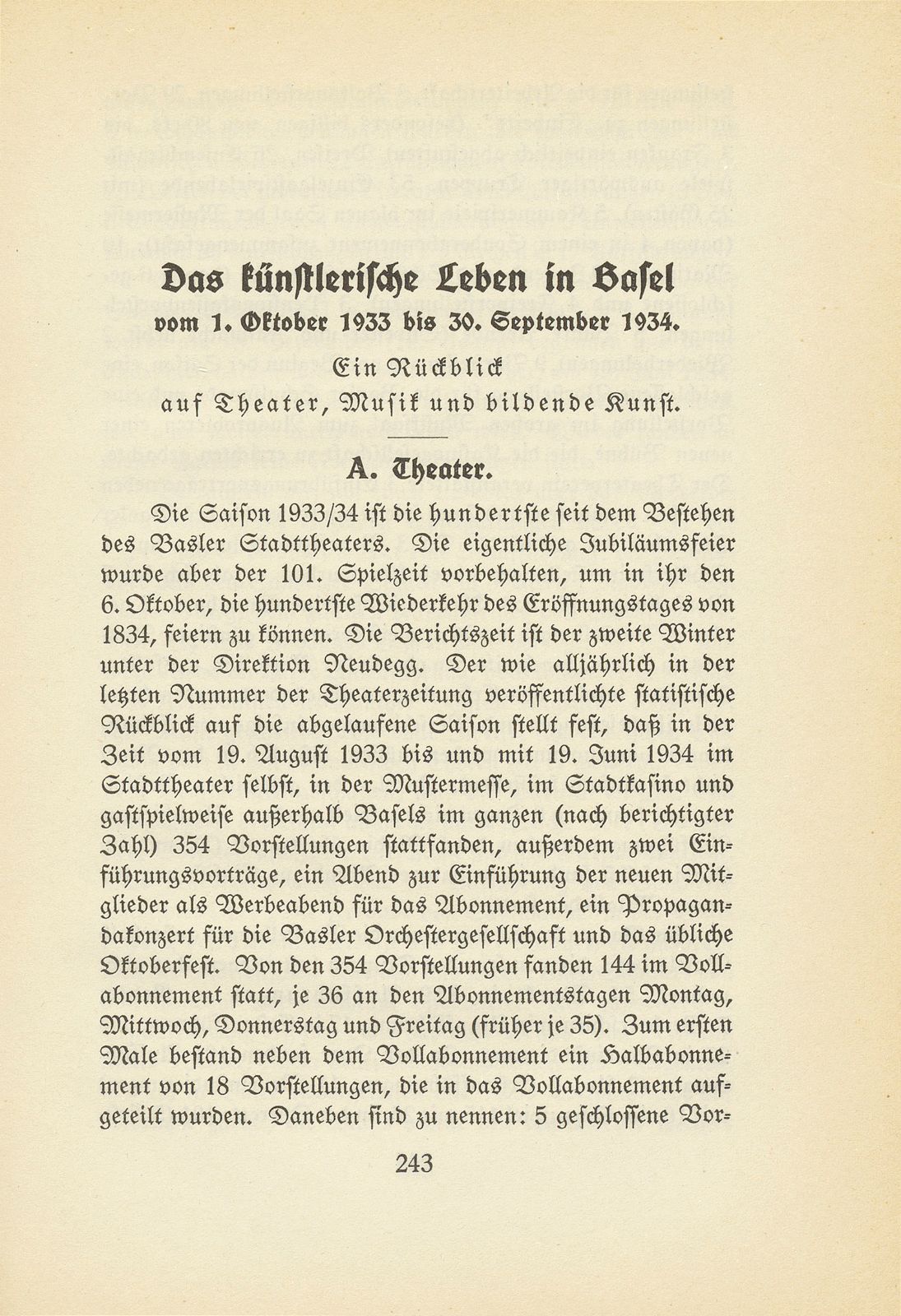 Das künstlerische Leben in Basel vom 1. Oktober 1933 bis 34. September 1925 – Seite 1