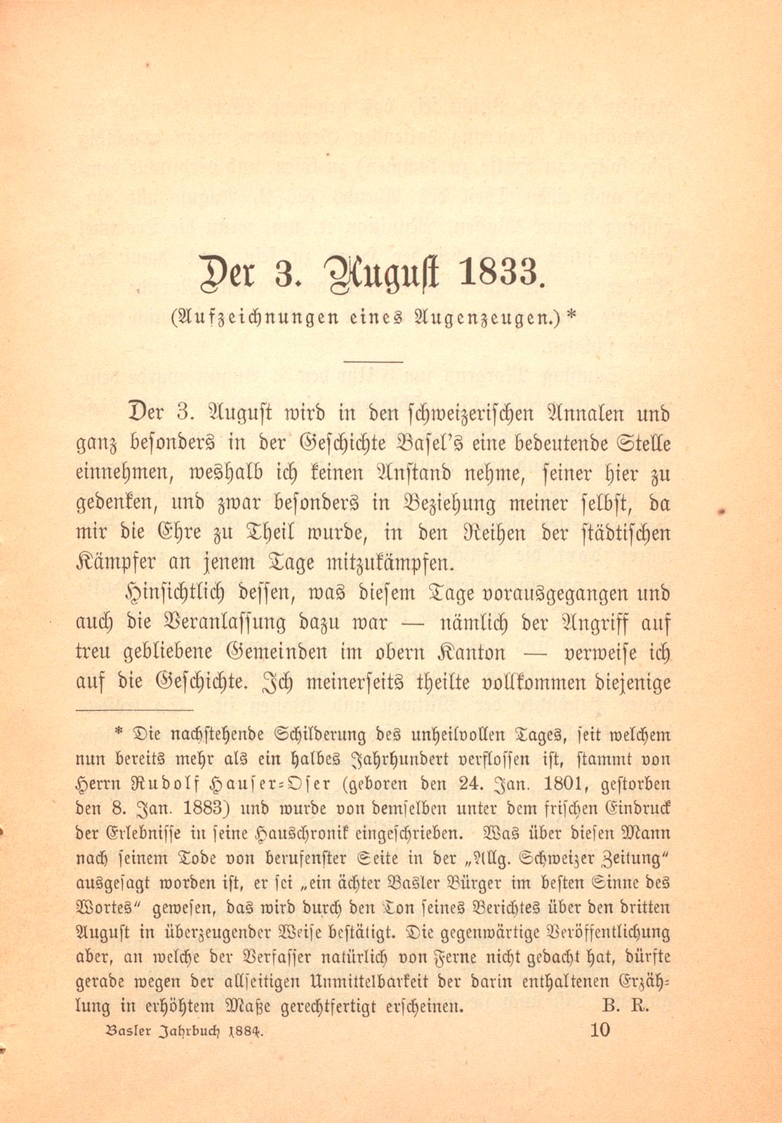 Der 3. August 1833 (Aufzeichnungen eines Augenzeugen [Rudolf Hauser-Oser]) – Seite 1