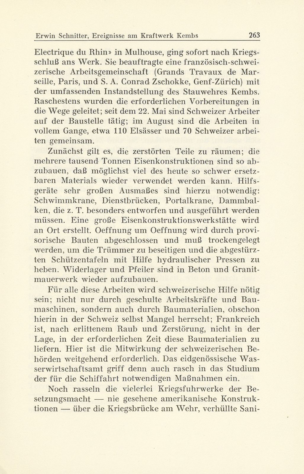 Zur Zeitgeschichte. Die Beeinflussung des Basler Hafens durch die Kriegsereignisse am Kraftwerk Kembs – Seite 7