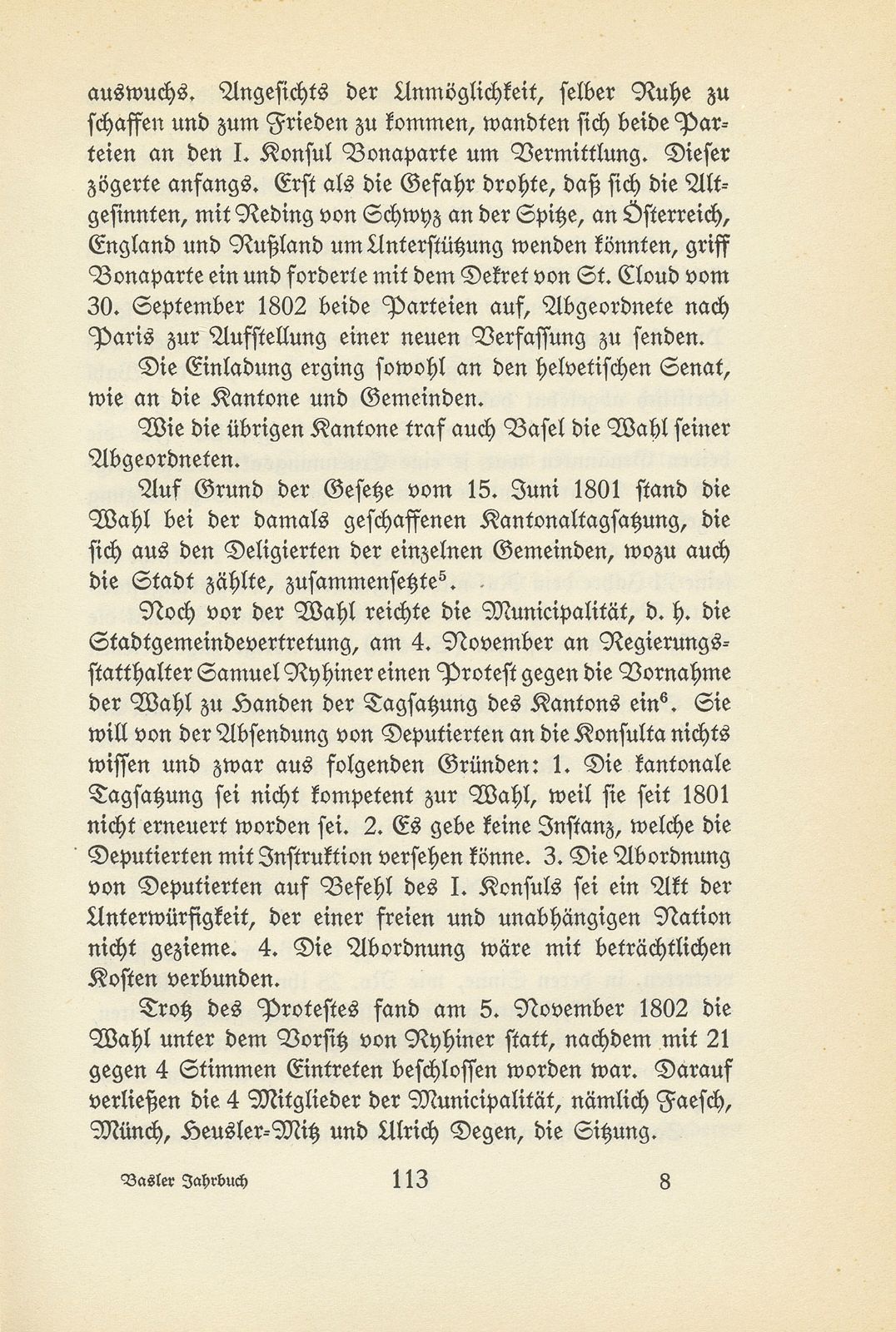 Hans Bernhard Sarasin als Gesandter Basels an der Konsulta in Paris – Seite 7