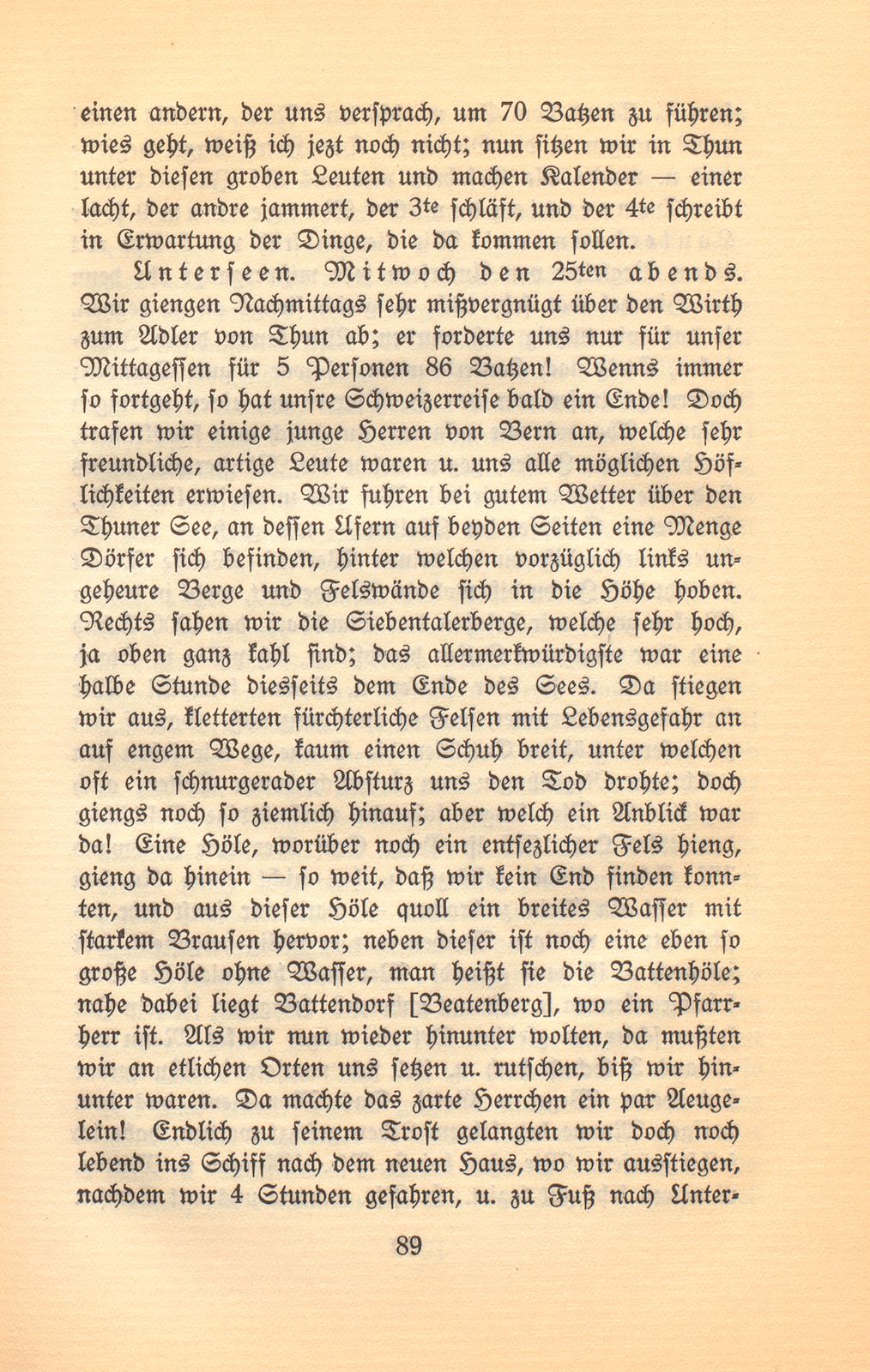 Kleine Reise nach den vaterländischen Eisbergen und durch einen Teil der Schweiz gethan im Julio 1791 [Aufzeichnungen von Daniel Kraus] – Seite 10