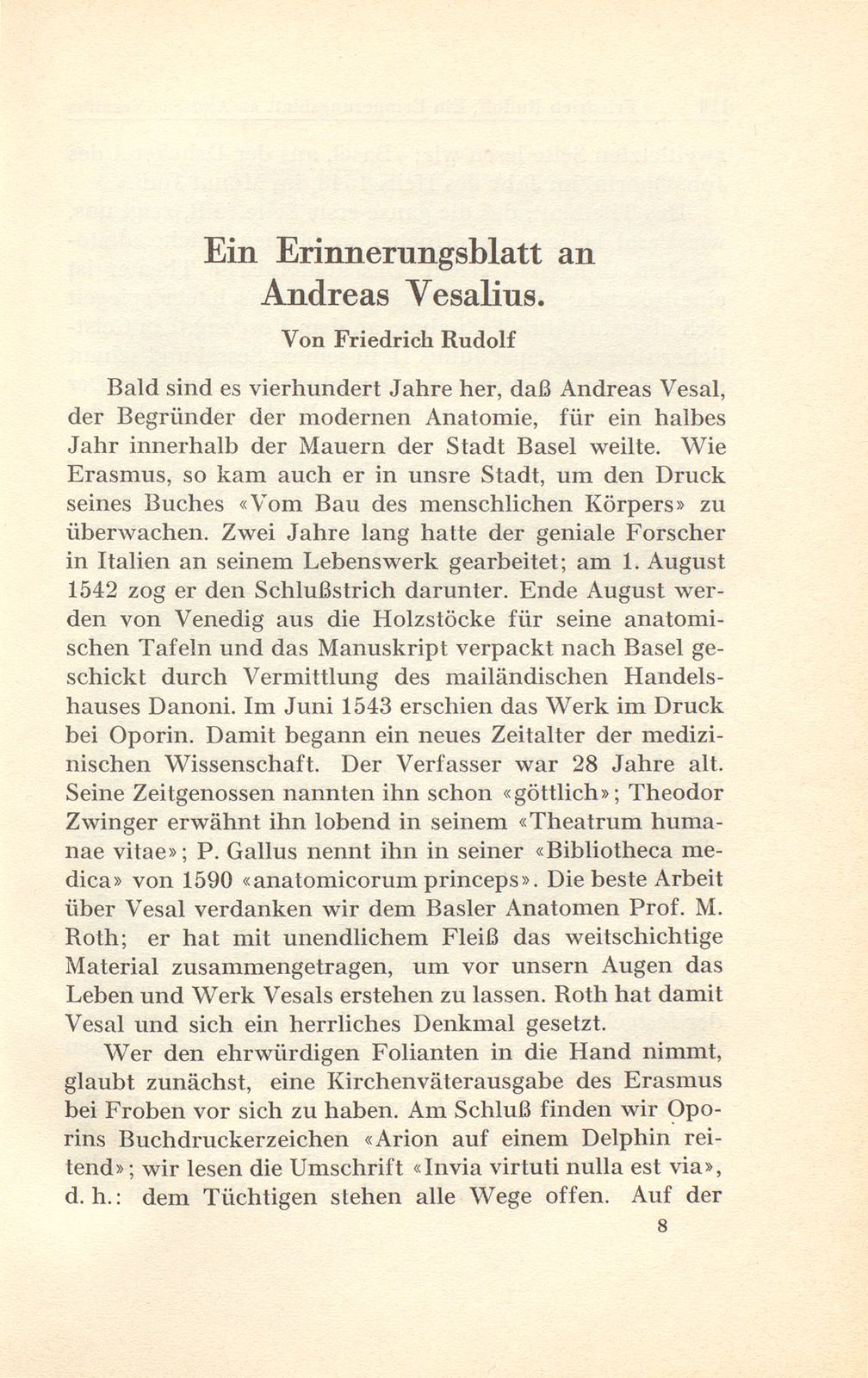 Ein Erinnerungsblatt an Andreas Vesalius – Seite 1