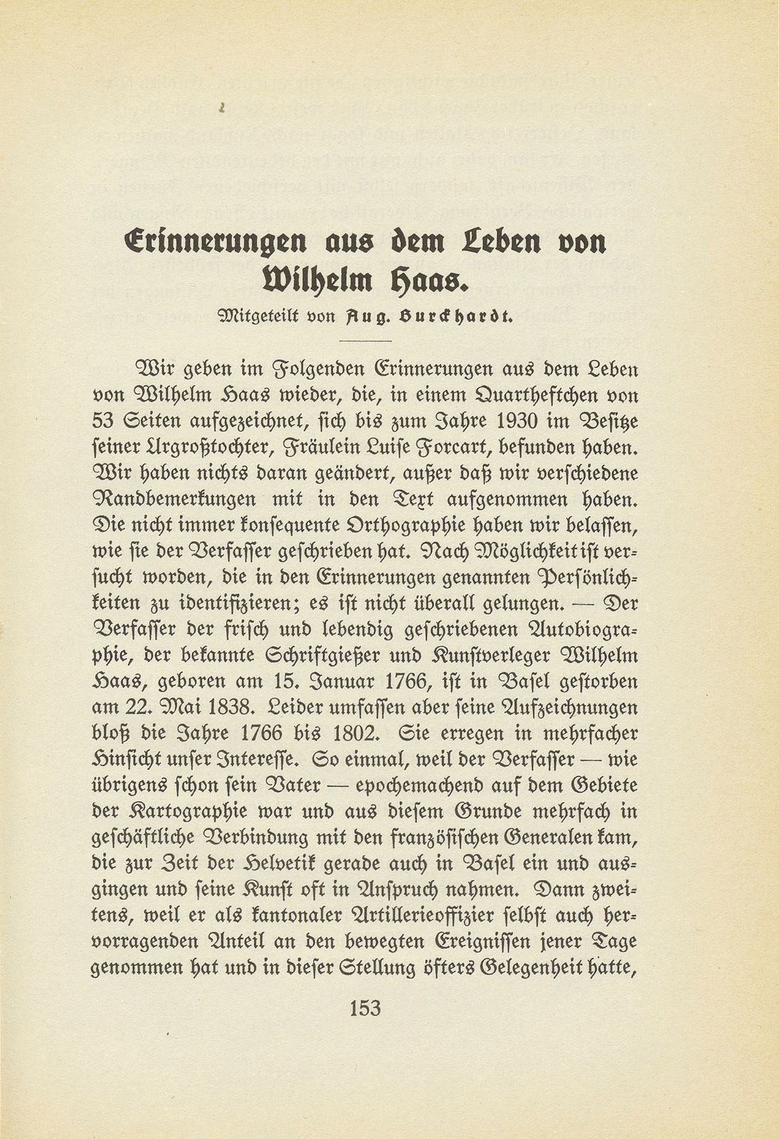 Erinnerungen aus dem Leben von Wilhelm Haas – Seite 1