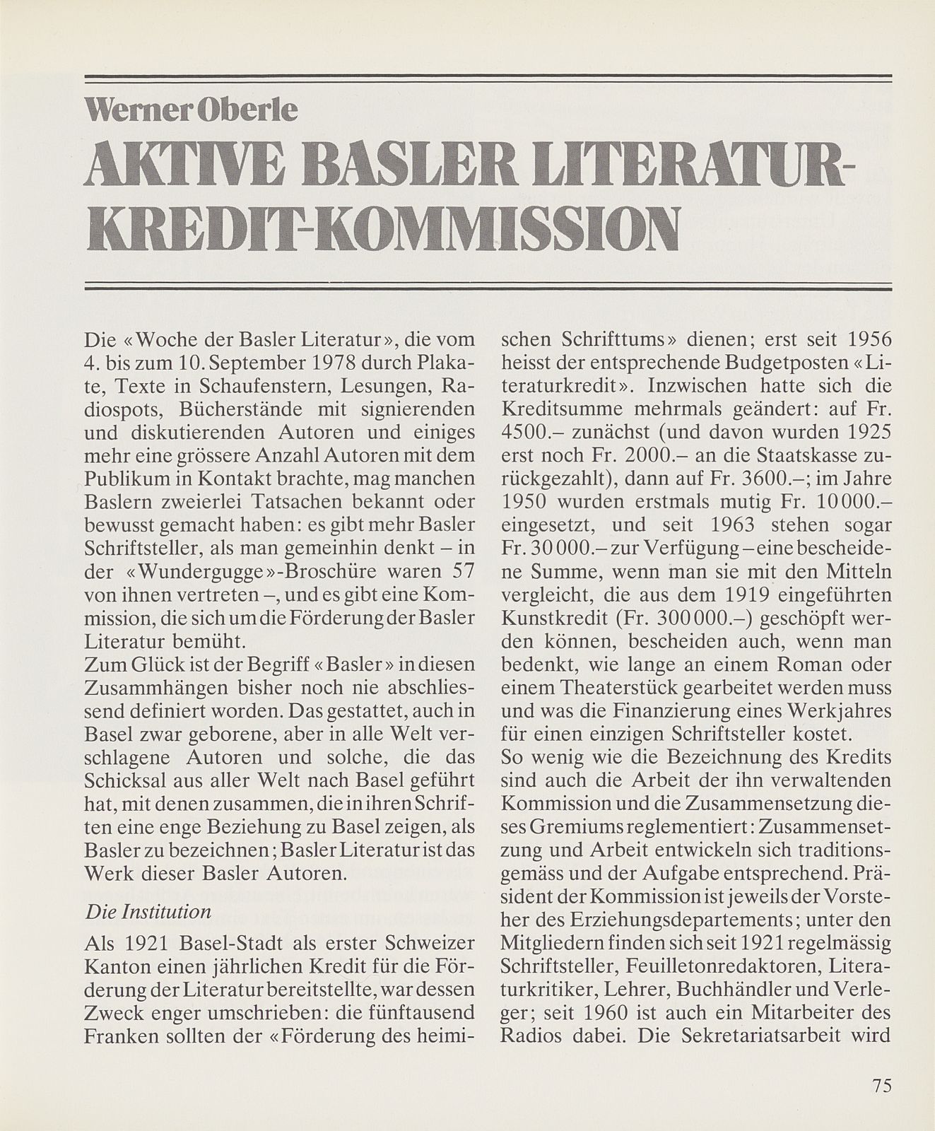 Aktive Basler Literaturkredit-Kommission – Seite 1