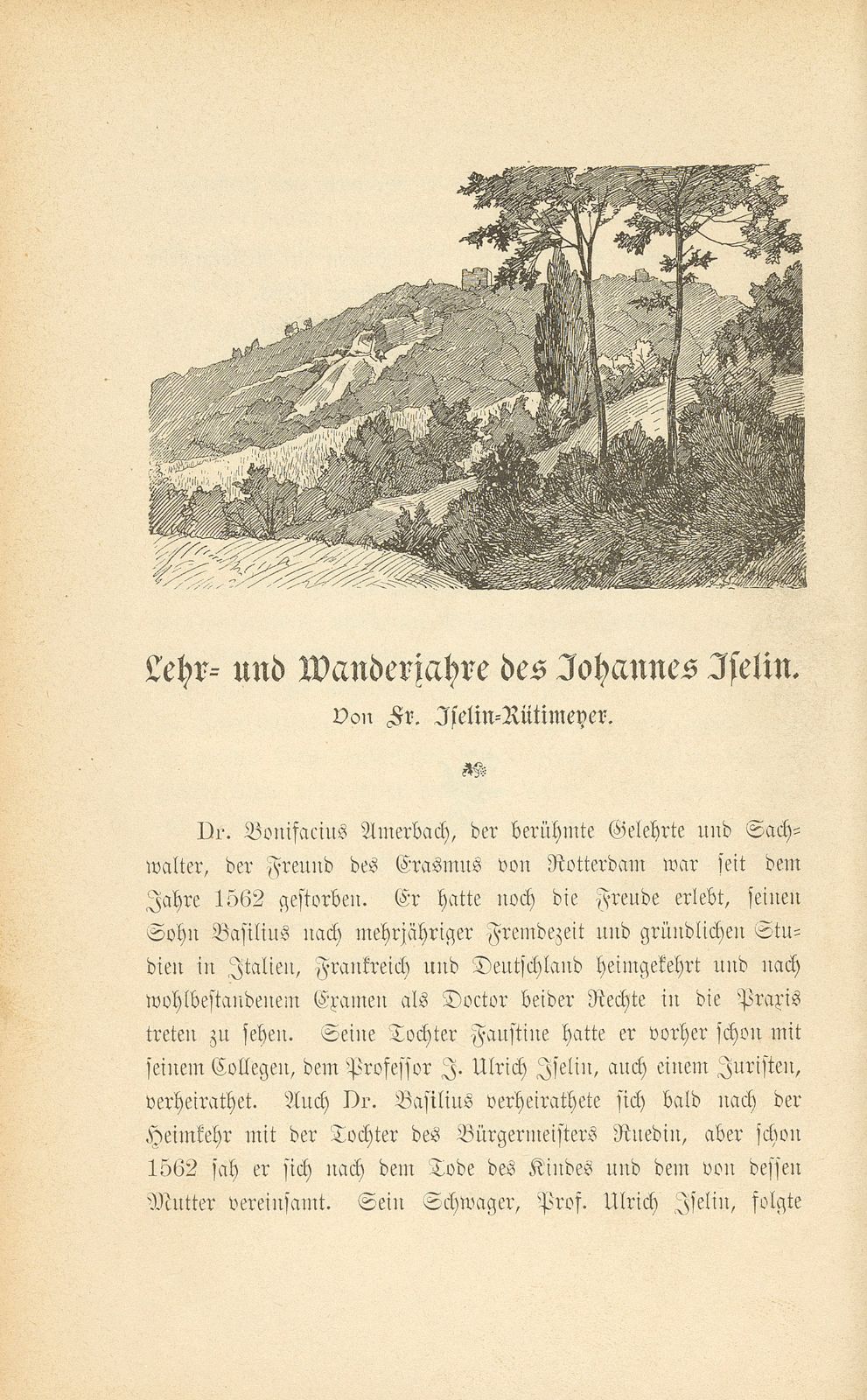 Lehr- und Wanderjahre des Johannes Iselin – Seite 1