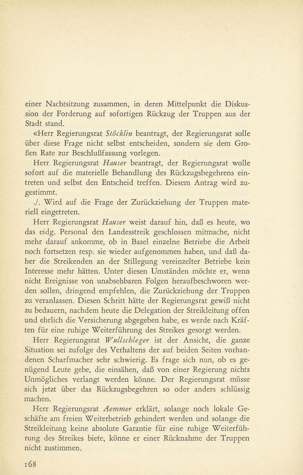 Aus den Protokollen des Basler Regierungsrates zum Landesstreik 1918 – Seite 27