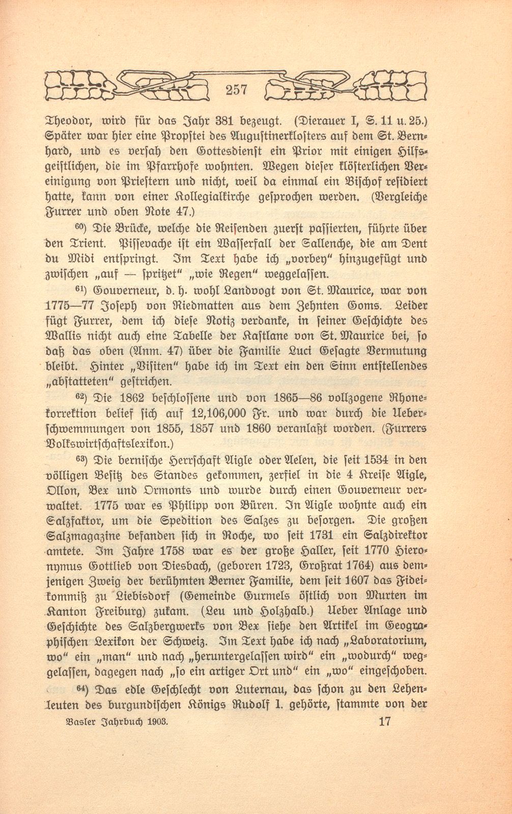 Beschreibung einer Badereise, die der Schultheiss von Liestal, Joh. David Hebdenstreit, anno 1775 mit seiner Frau nach Leuk gethan. (War damals 53 Jahre alt.) – Seite 44