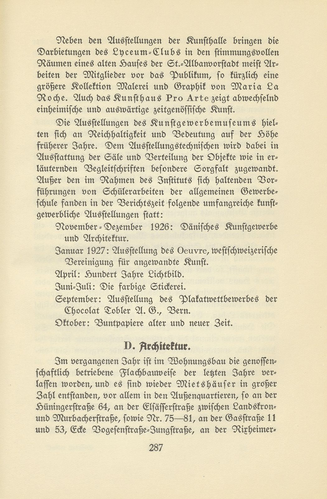 Das künstlerische Leben in Basel vom 1. Oktober 1926 bis 30. September 1927 – Seite 1