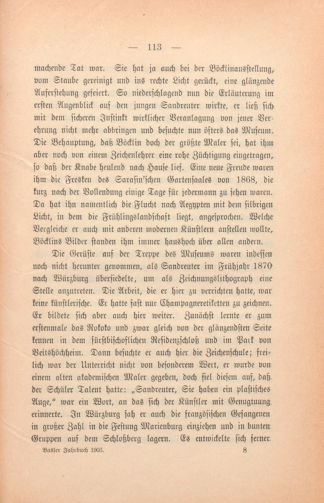 Hans Sandreuter. Rede gehalten bei der Eröffnung der Sandreuter-Ausstellung im März 1902 von Heinrich Alfred Schmid – Seite 6